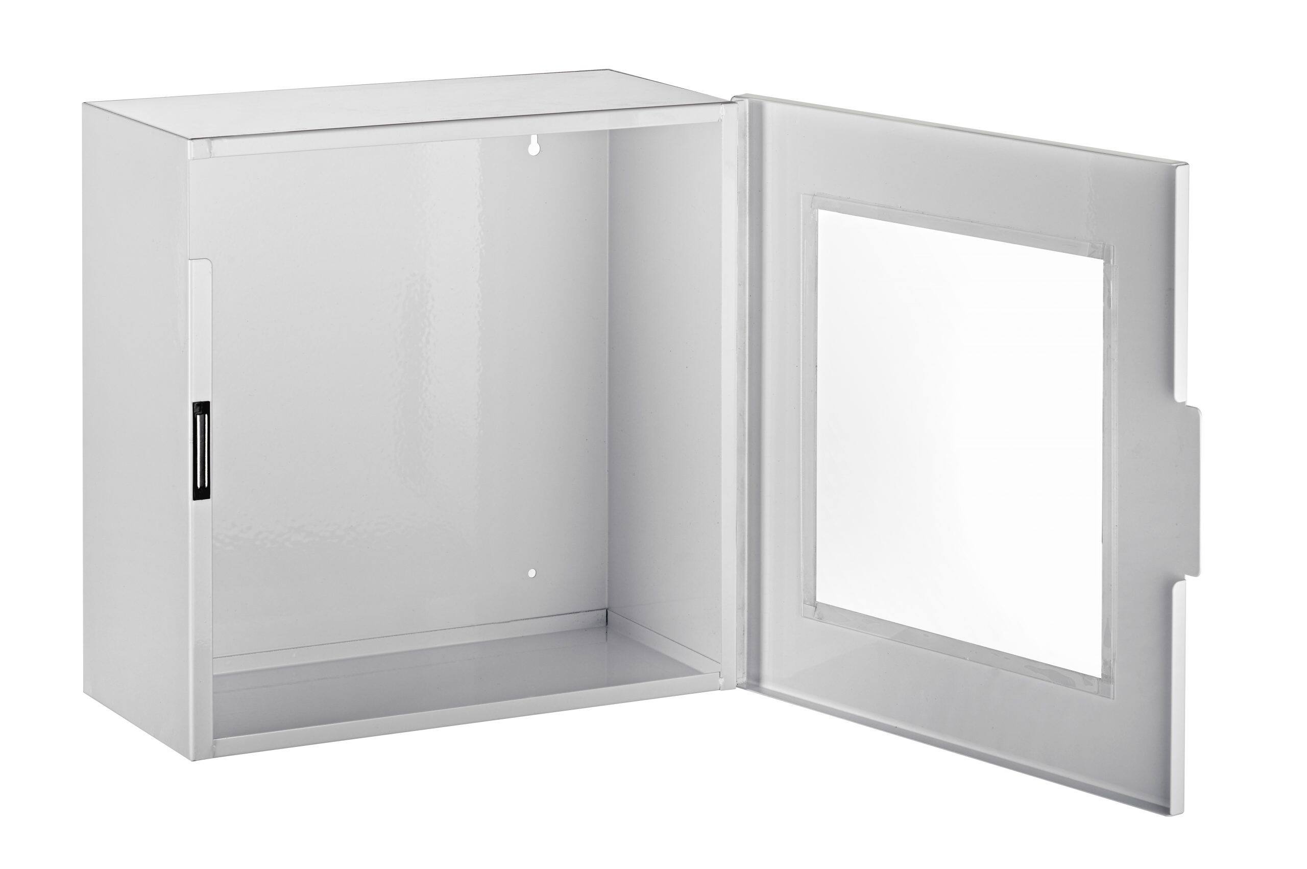 Left. Viva Comfort - Steel Non-Alarmed AED Wall Cabinet - White.