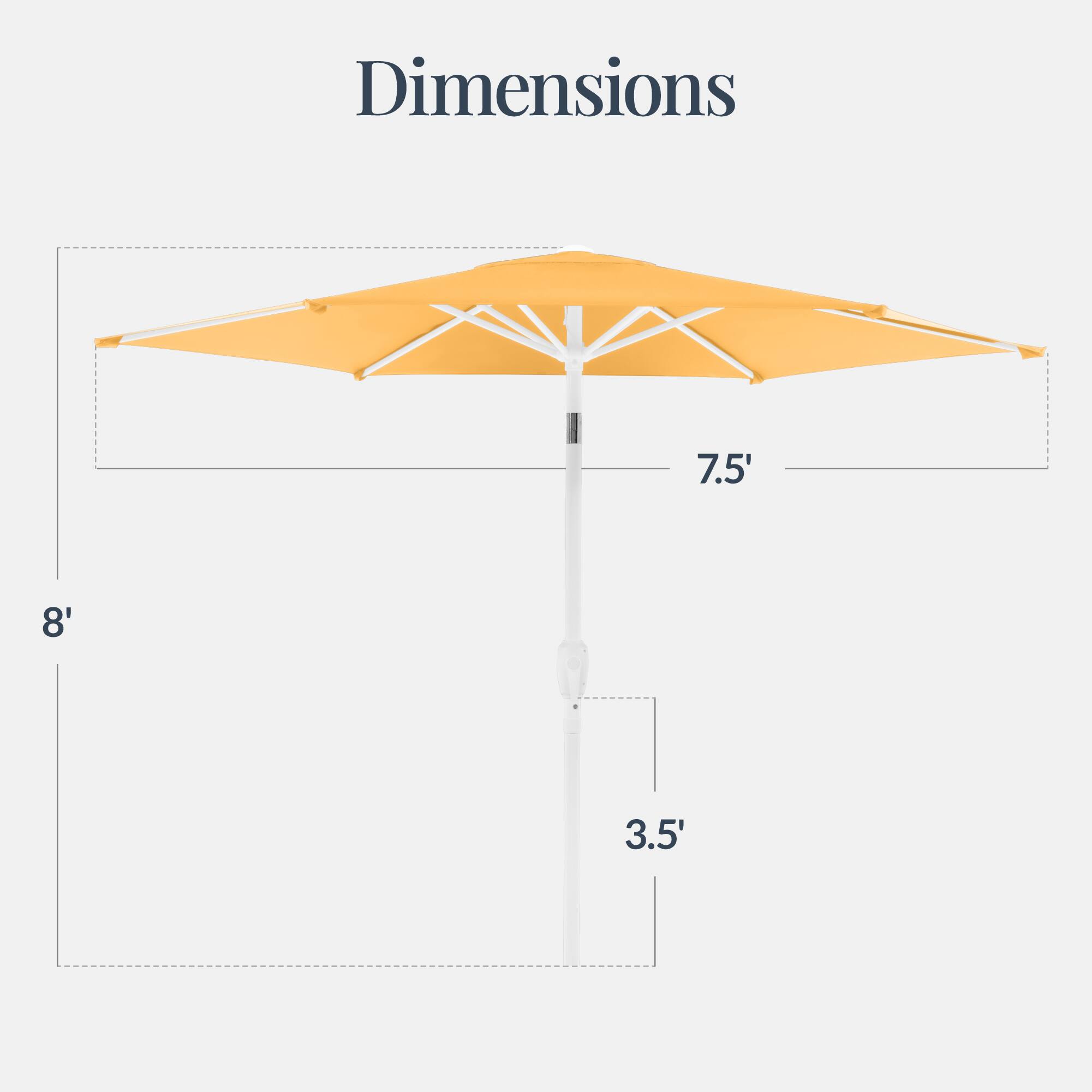 Dimensions  
7.5'  
8'  
3.5'