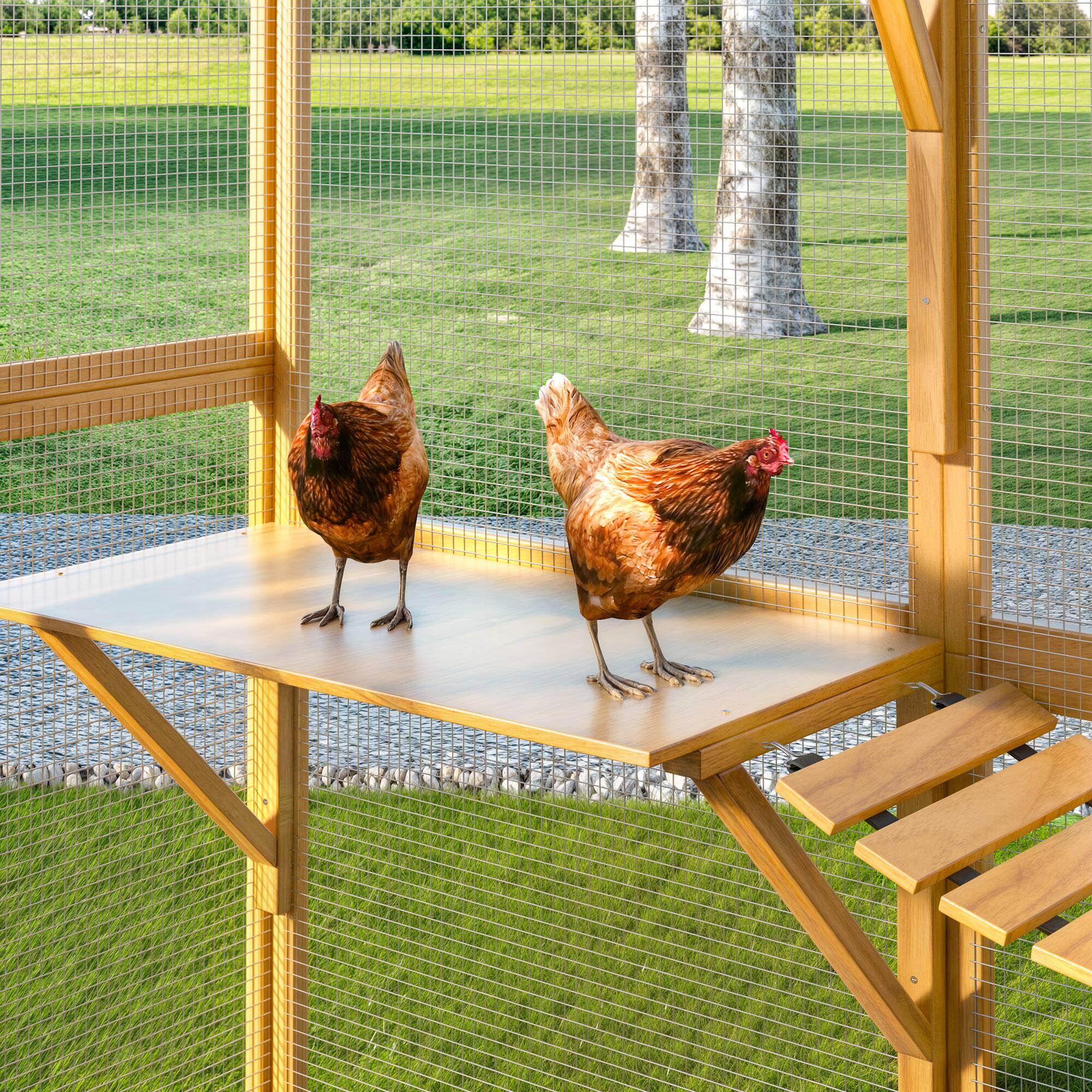 Alt View 9. FUFU & GAGA - Wooden Outdoor Animal Pen for Chickens, Rabbits, Ducks - Multi-Level Habitat with Weatherproof Roof & Triple Access.