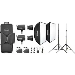 Godox - Litemons LA300Bi Bi-Color LED Monolight (2-Light Kit with Stands, Black)