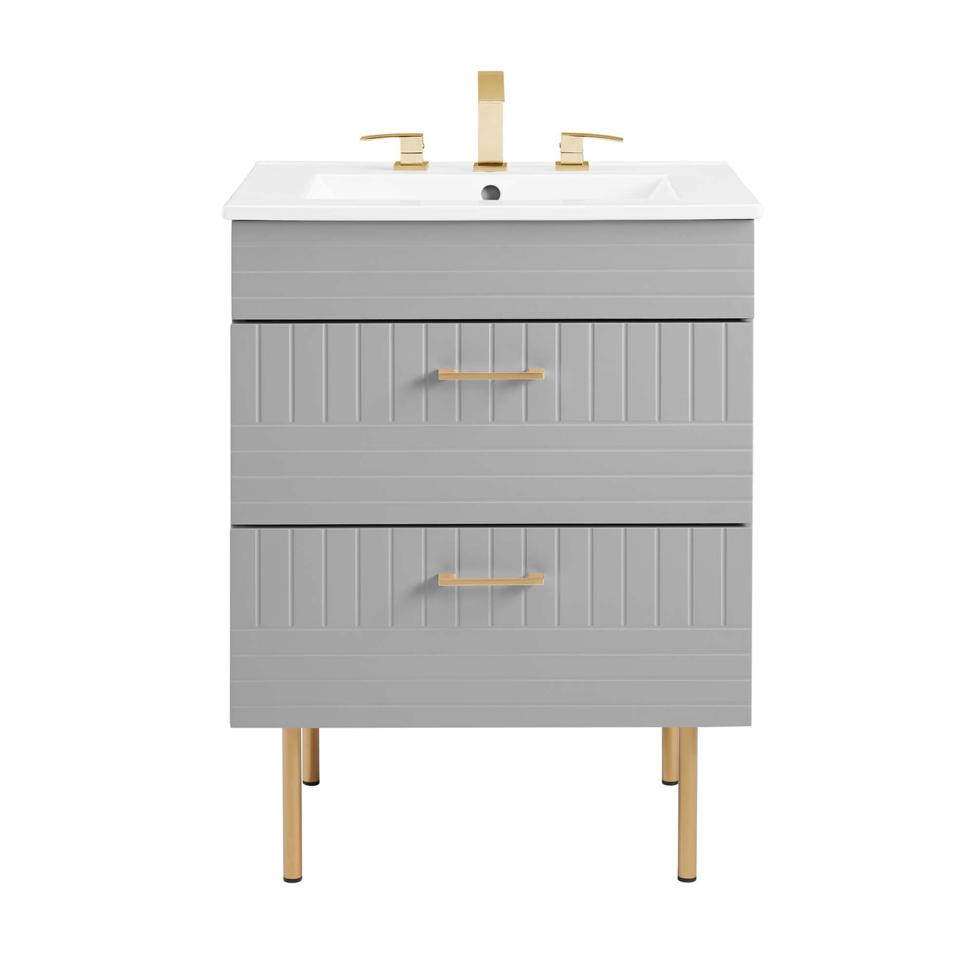 Alt View 3. Modway - Daybreak Bathroom Vanity Basin Included by Modway - Light Gray.