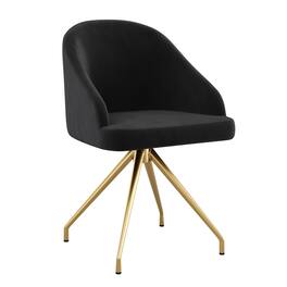 Martha Stewart - Sora Velvet Upholstered Office Chair - Black Velvet/Polished Nickel