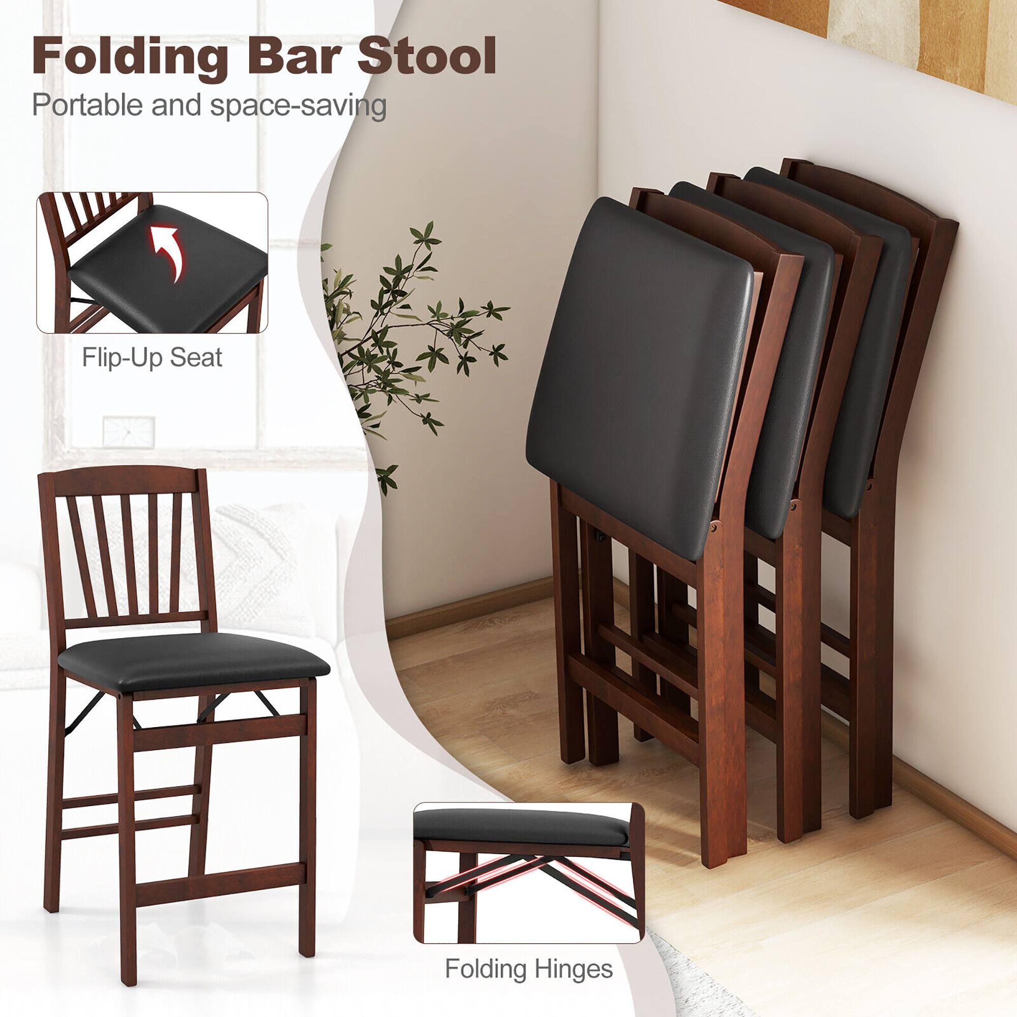 Folding Bar Stool  
Portable and space-saving  

Flip-Up Seat  

Folding Hinges