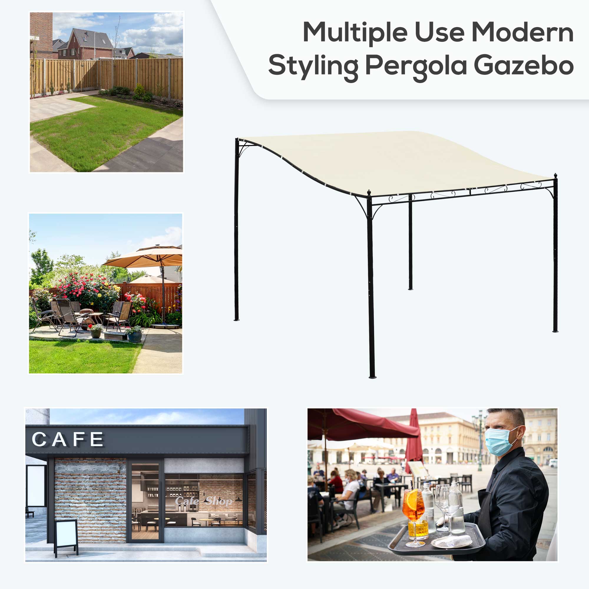 Multiple Use Modern Styling Pergola Gazebo, CAFE, Cafe Shop
