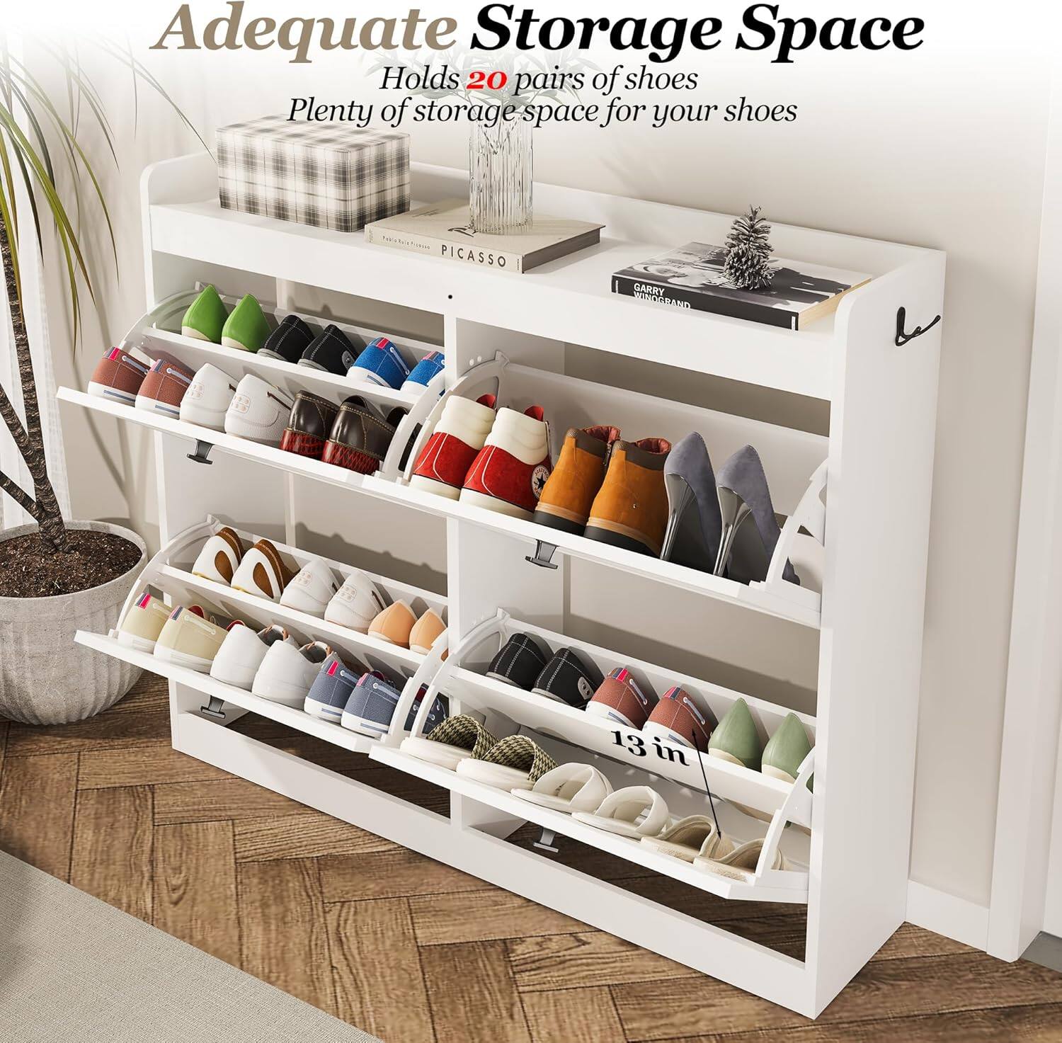 Adequate Storage Space  
Holds 20 pairs of shoes  
Plenty of storage space for your shoes