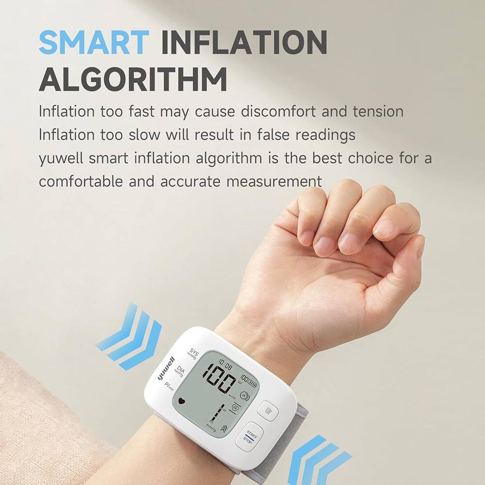 SMART INFLATION ALGORITHM

Inflation too fast may cause discomfort and tension  
Inflation too slow will result in false readings  
yuwell smart inflation algorithm is the best choice for a comfortable and accurate measurement