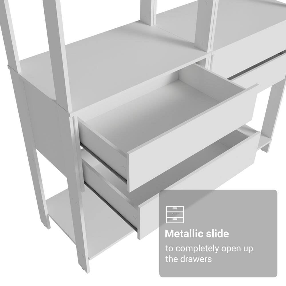 Metallic slide to completely open up the drawers