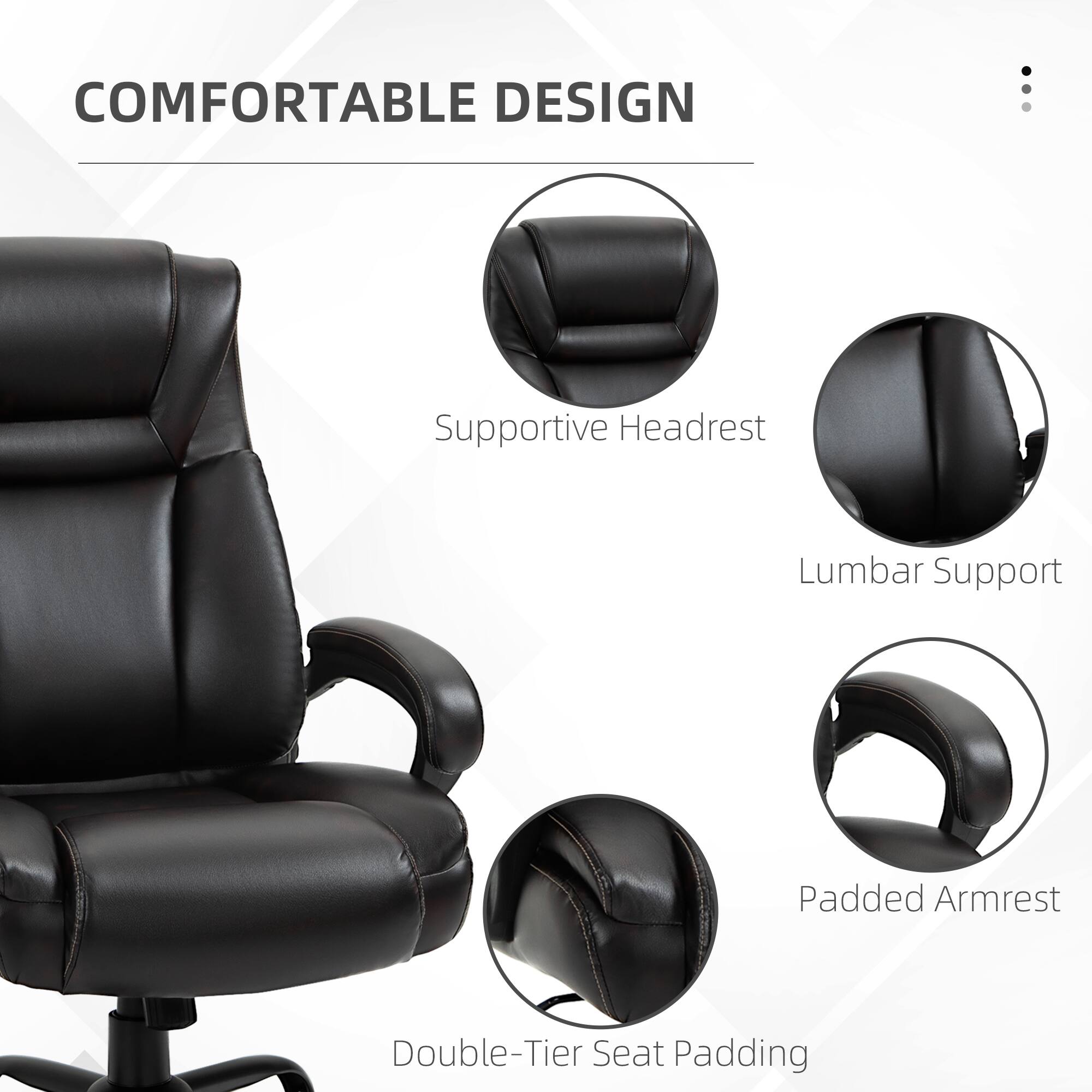 COMFORTABLE DESIGN

- Supportive Headrest
- Lumbar Support
- Padded Armrest
- Double-Tier Seat Padding