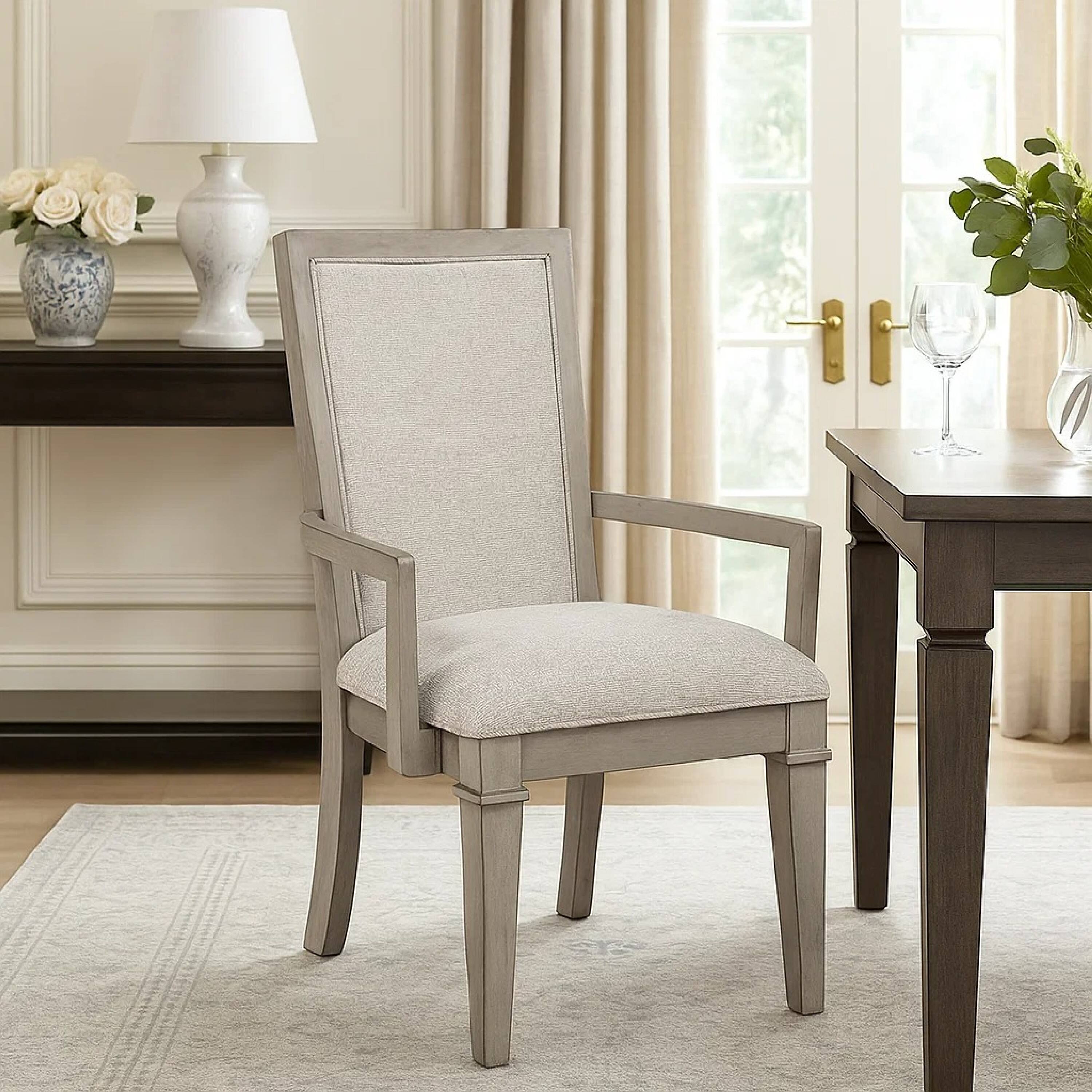 Alt View 3. Manhattan Lane - Henry Dining Chair Set of 2,  Polyester, Vintage - Beige, Cream.