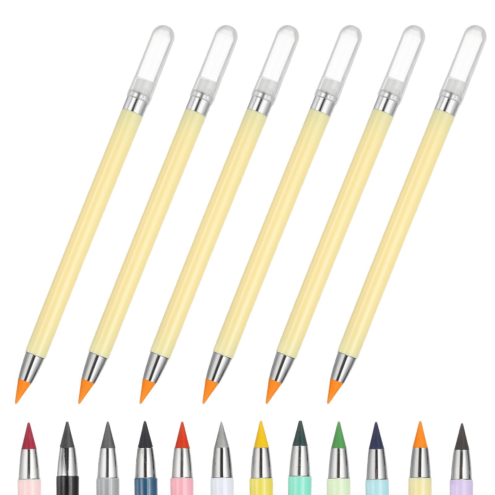Unique Bargains - Eternal Pencil, 6pcs Mech Sharpened Metal Pencils Set for Coloring, Sketch Drawing, Writing - Yellow price history on PriceWatchPro