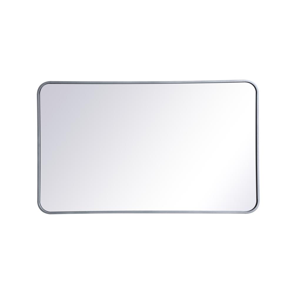 Alt View 2. Elegant Decor - Soft corner metal rectangular mirror 24x40 inch in Silver - Silver.