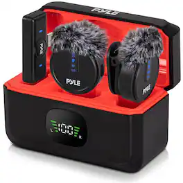 Pyle - Wireless Lavalier Microphone System Noise-Canceling Clip-On Mic with Magnetic Mount, 8H Batte