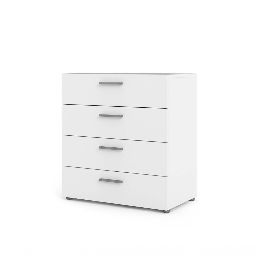 Front. FurniFact - White 4 Drawer Chest - Elegant White Chest of Drawers for Bedroom Storage - White.