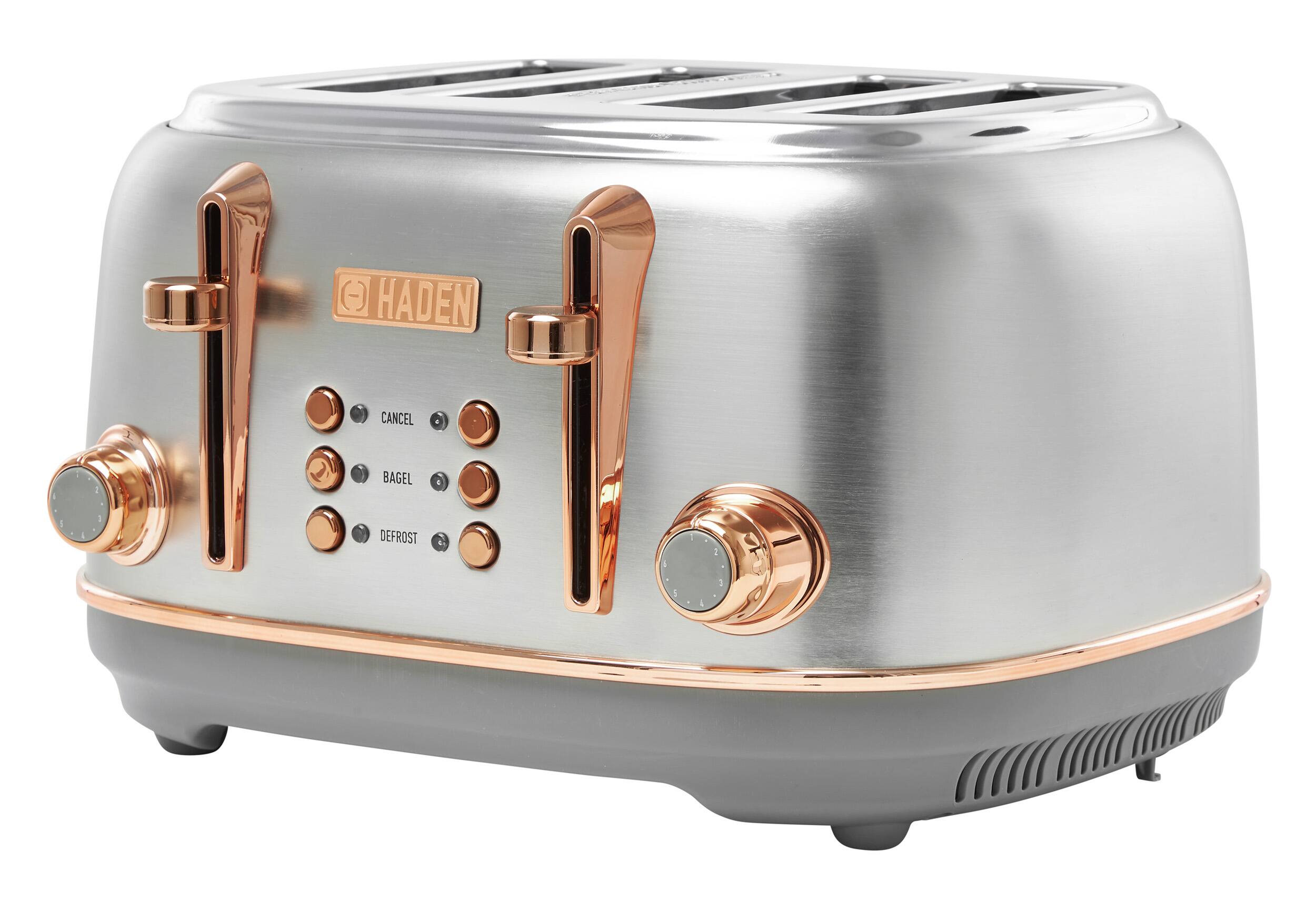 Left. Haden - Heritage 4 Slice Toaster - Steel/Copper.