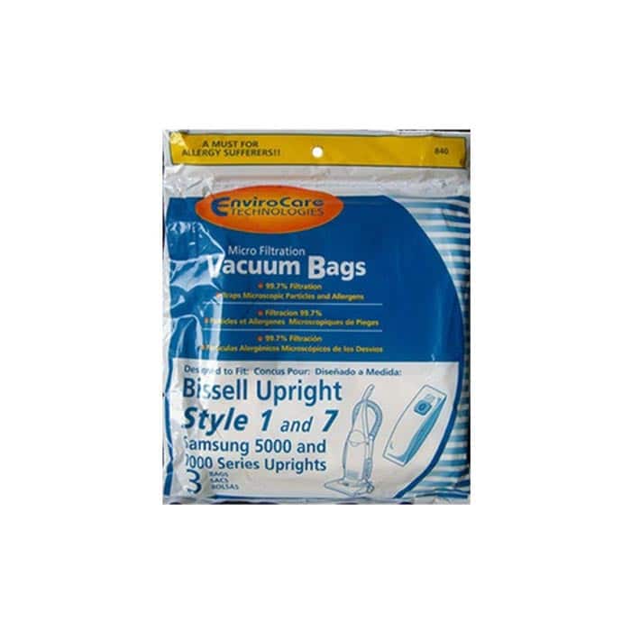 3-Pack Bissell Style 1 & 7 Upright Vacuum Cleaner Paper Bags – EnviroCare #840