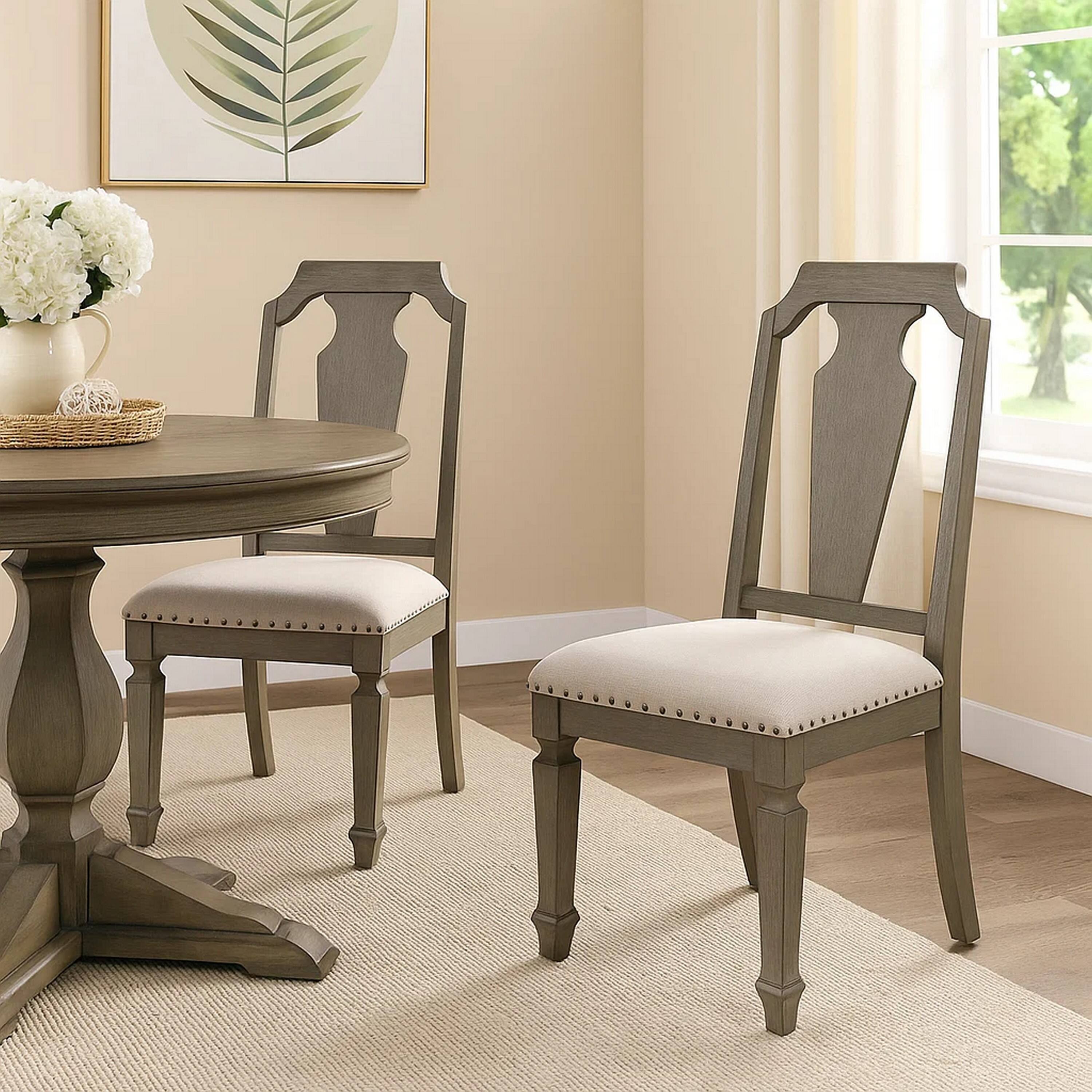 Alt View 5. Manhattan Lane - Side Chair with Fabric Seat and Fiddle Back, Set of 2 - Brown.