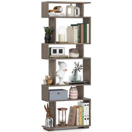 Costway - 6-tier Storage Bookshelf with Anti-toppling Kits, Decorative Room Divider for Study - Walnut