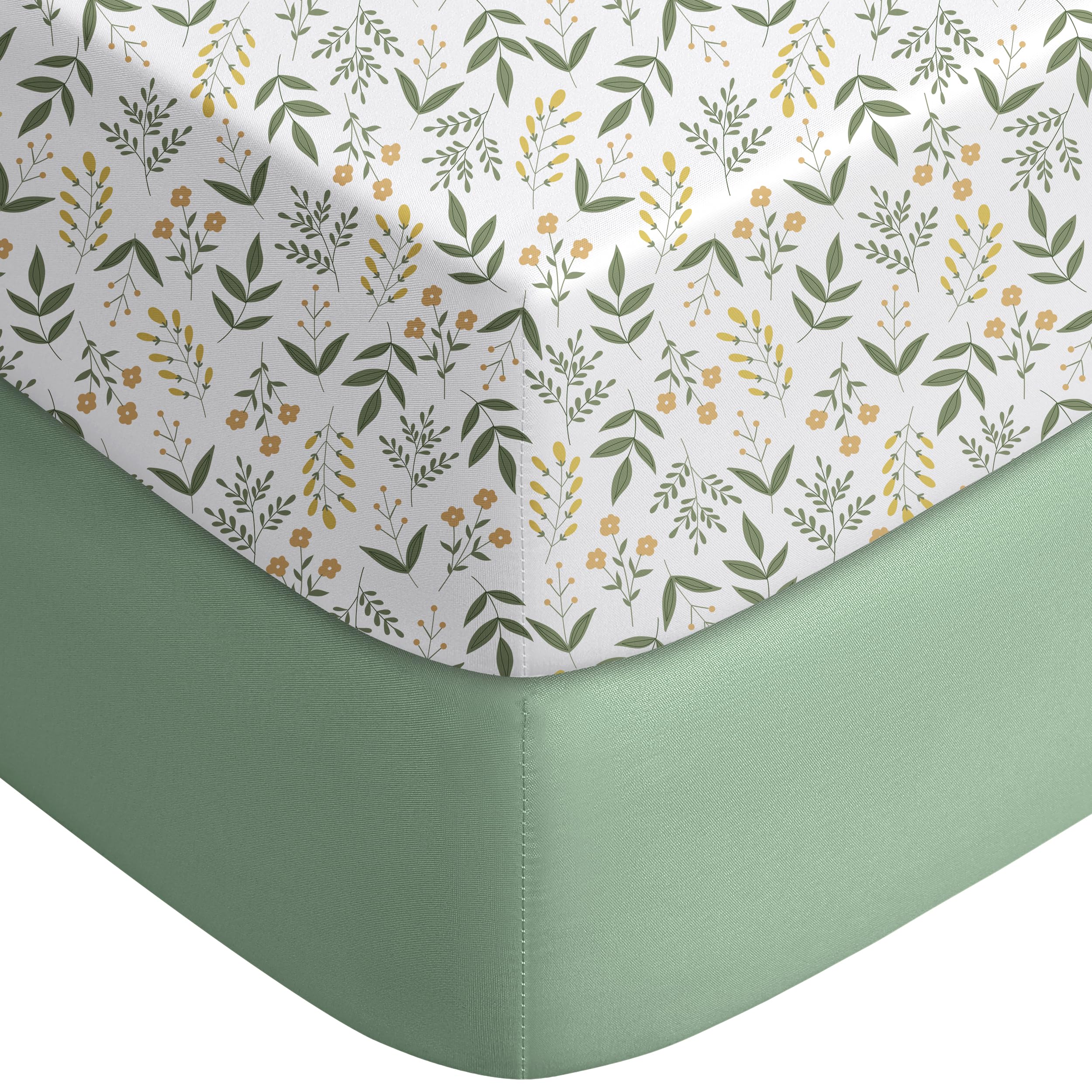 Green Flower Pack N Play Sheets