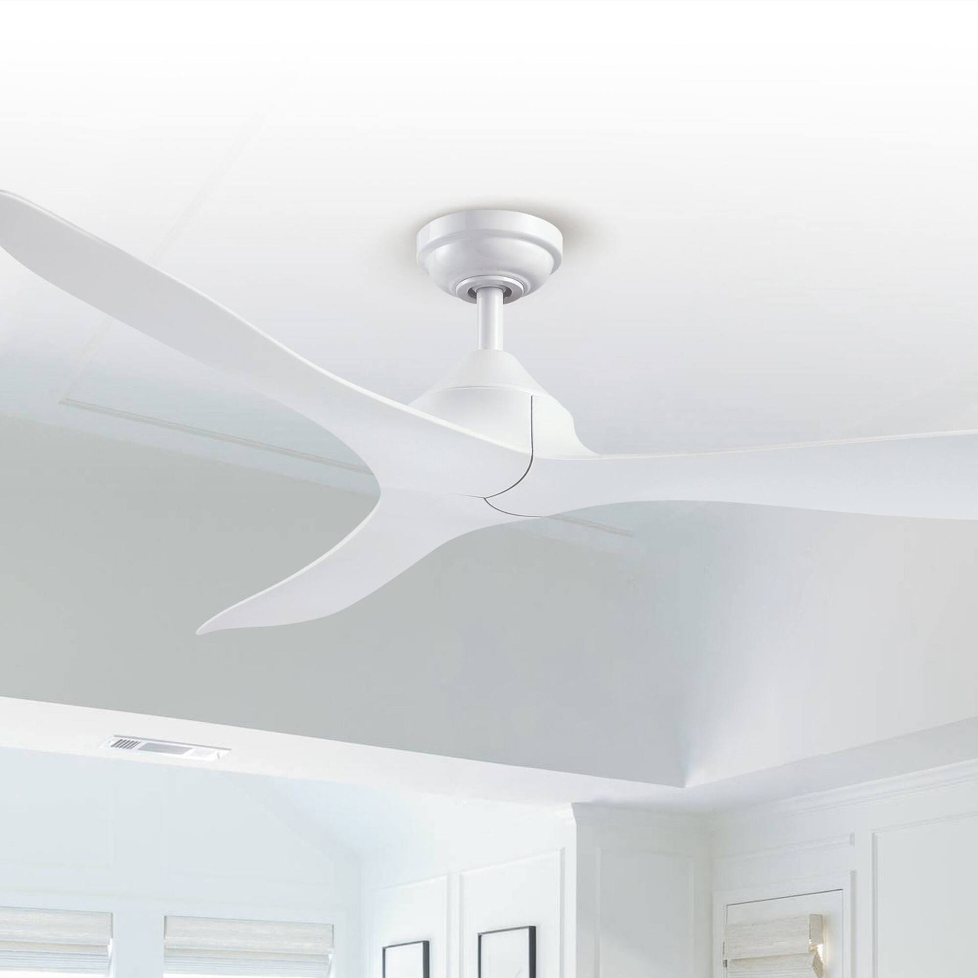 Alt View 4. Parrot Uncle - 56 in. Modern White Propeller 3-Blade Ceiling Fan with Remote Control without Light - White.