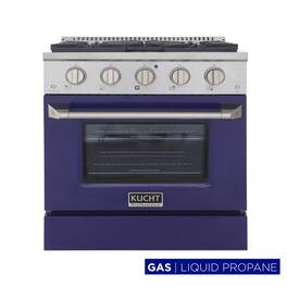 Kucht - 30 in. 4.2 cu. ft. Propane Gas Range with Sealed Burners and Convection Oven in Blue - Blue