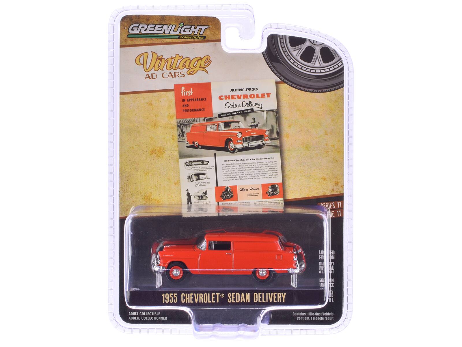 GREENLIGHT collectibles Vintage CARS AD NEW 1955 first APPEARANCE CHEVROLET T AND Sodan Delivery PERFORMANCE .- - -- - o i -US - - . i - i - - - - - - - - - H - - - - - - - - - - - - - - - - / - - Cp - I - - - - Mave PAN - - I ERIES 11 TE 11 L ED Dt M CH ED IN ST DUS 1955 CHEVROLET SEDAN DELIVERY ED UM IN E as DE AL L ADULT COLLECTIBLE ADULTE COLLECTIONNER Contains: - Die- Cast Vehicle Contient: 1 modle rduit