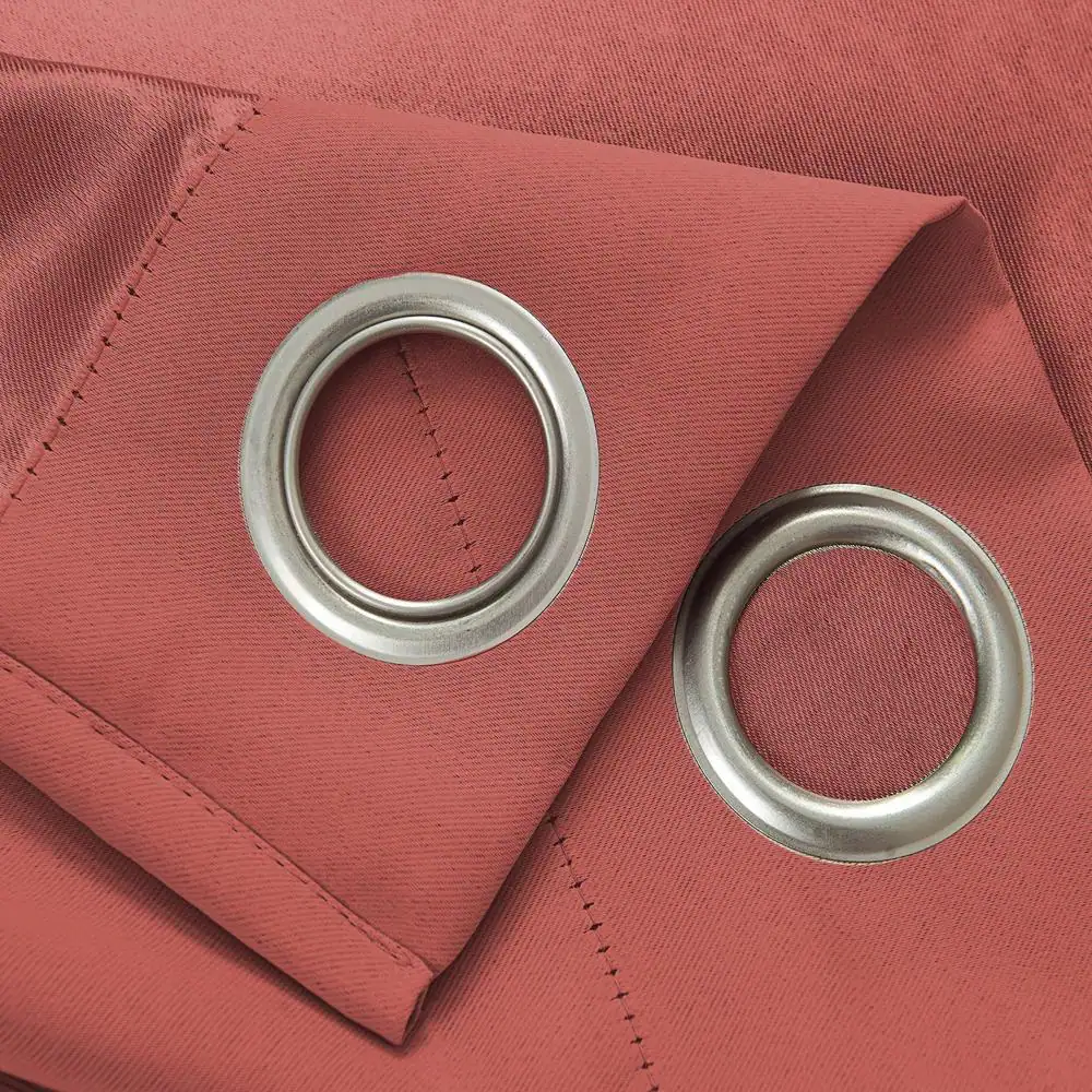 Angle. RT Designers Collection - Olivia Gray Anchorage Blackout Grommet Single Curtan Panel - 54" x 90" Coral - coral.
