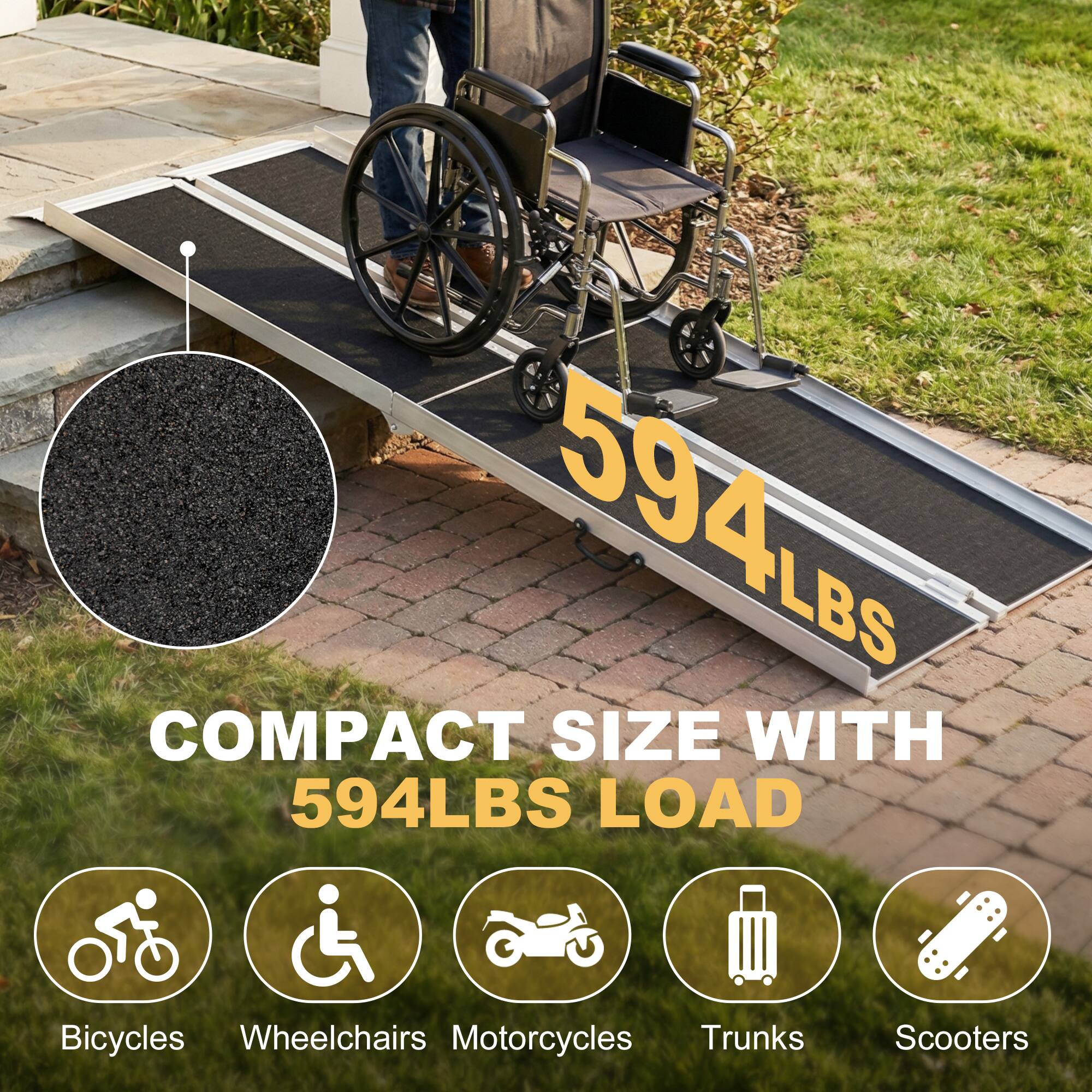 COMPACT SIZE WITH 594LBS LOAD

Bicycles  
Wheelchairs  
Motorcycles  
Trunks  
Scooters
