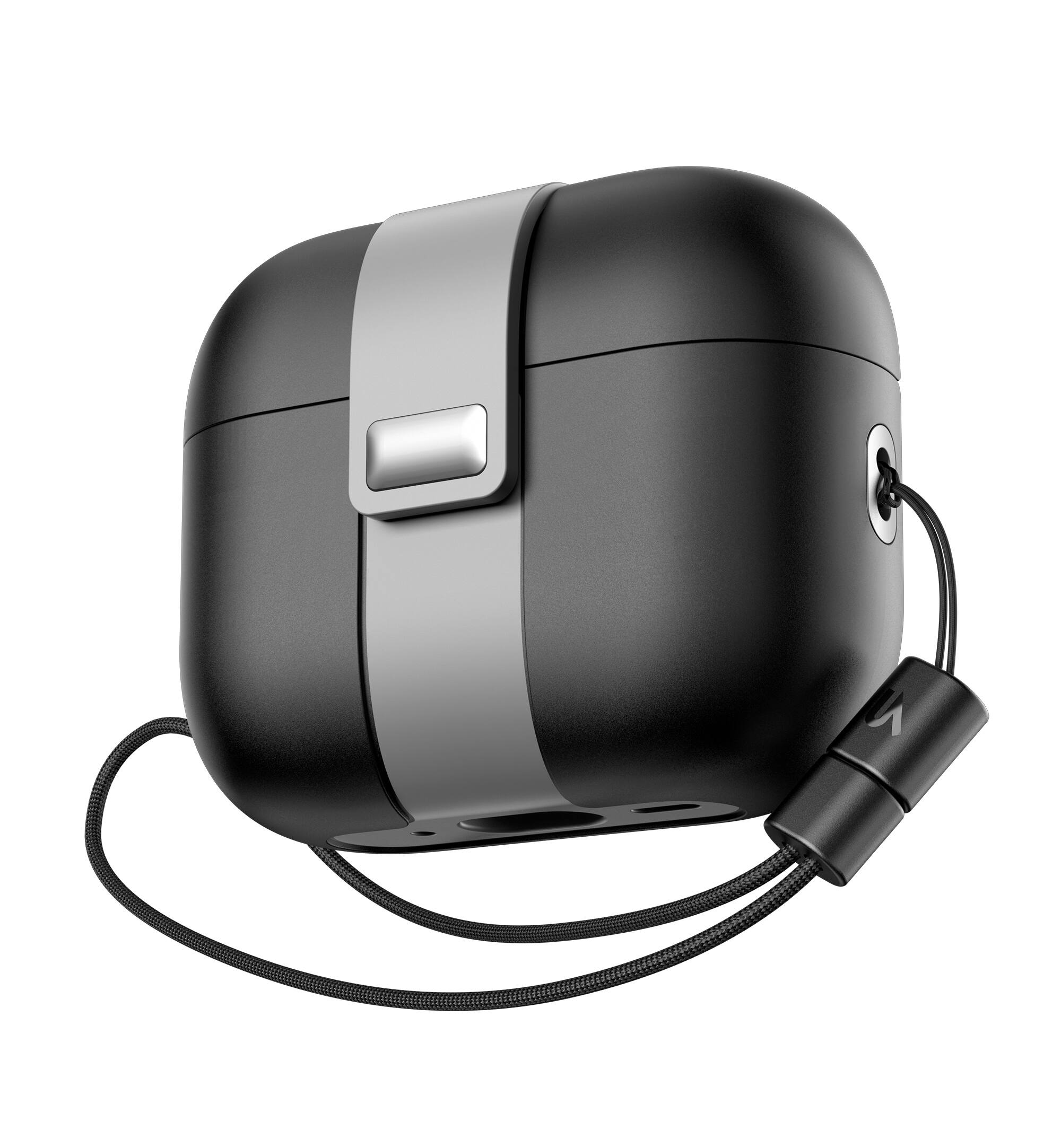 Front. SURITCH - Magnetic Lock Bumper Case for AirPods Pro 2/Pro, Handbag-Style Shockproof Cover Wireless Charging Compatible - Black.