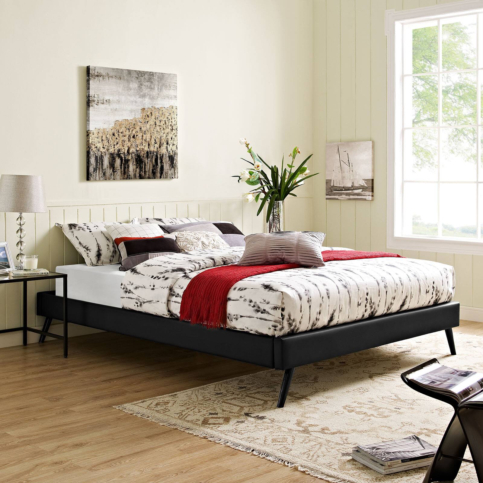 Alt View 2. Modway - Sirocco Rattan and Wood Twin Platform Bed - Brown.