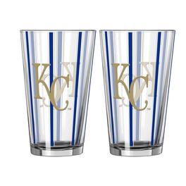 Logo Brands - Kansas City Royals Two-Piece 16oz. Striped Pint Glass Set - Multicolor