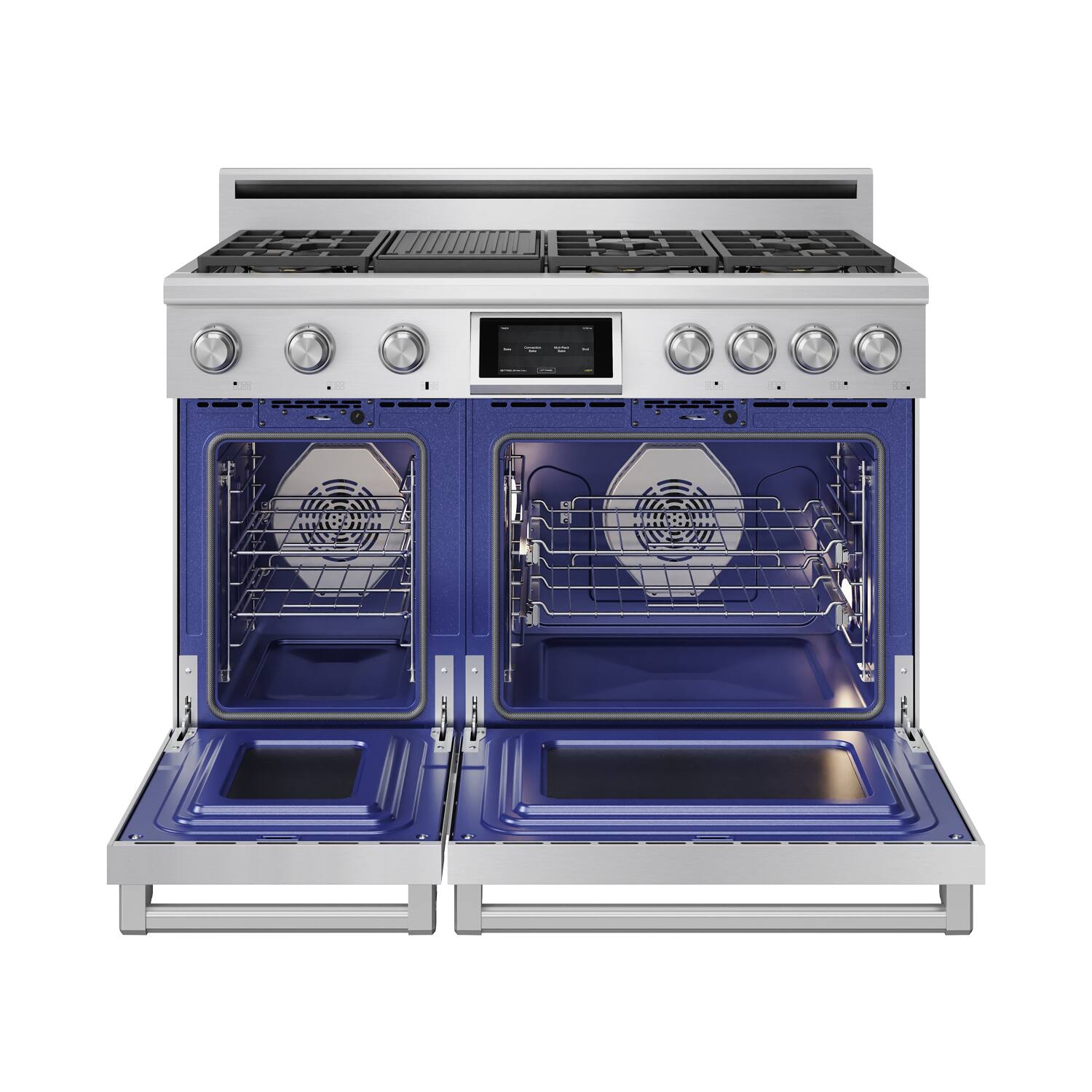 Alt View 2. Thor Kitchen - 7.6 Cu Ft. Freestanding Double Oven Dual Fuel Gas Range with 7 Burners - Stainless Steel.