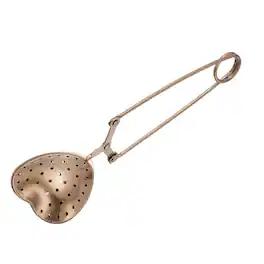 Unique Bargains - Tea Infuser Stainless Steel Loose Leaf Filter, Long Handle Strainer for Cup/Teapot, Heart Shape, 1pc - Rose Gold