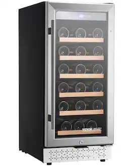VEVOR - Wine Cooler, 28 Bottle Wine Fridge, Mini Wine Cooler Refrigerator with Glass Door - Stainless Steel