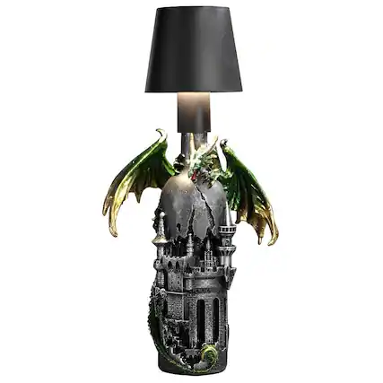 Front. FC Design - FC Design 15.5"H LED Green Dragon on Castle Lamp Decorative Table Lamp – Stylish Decor & Gift Idea - Multicolor.
