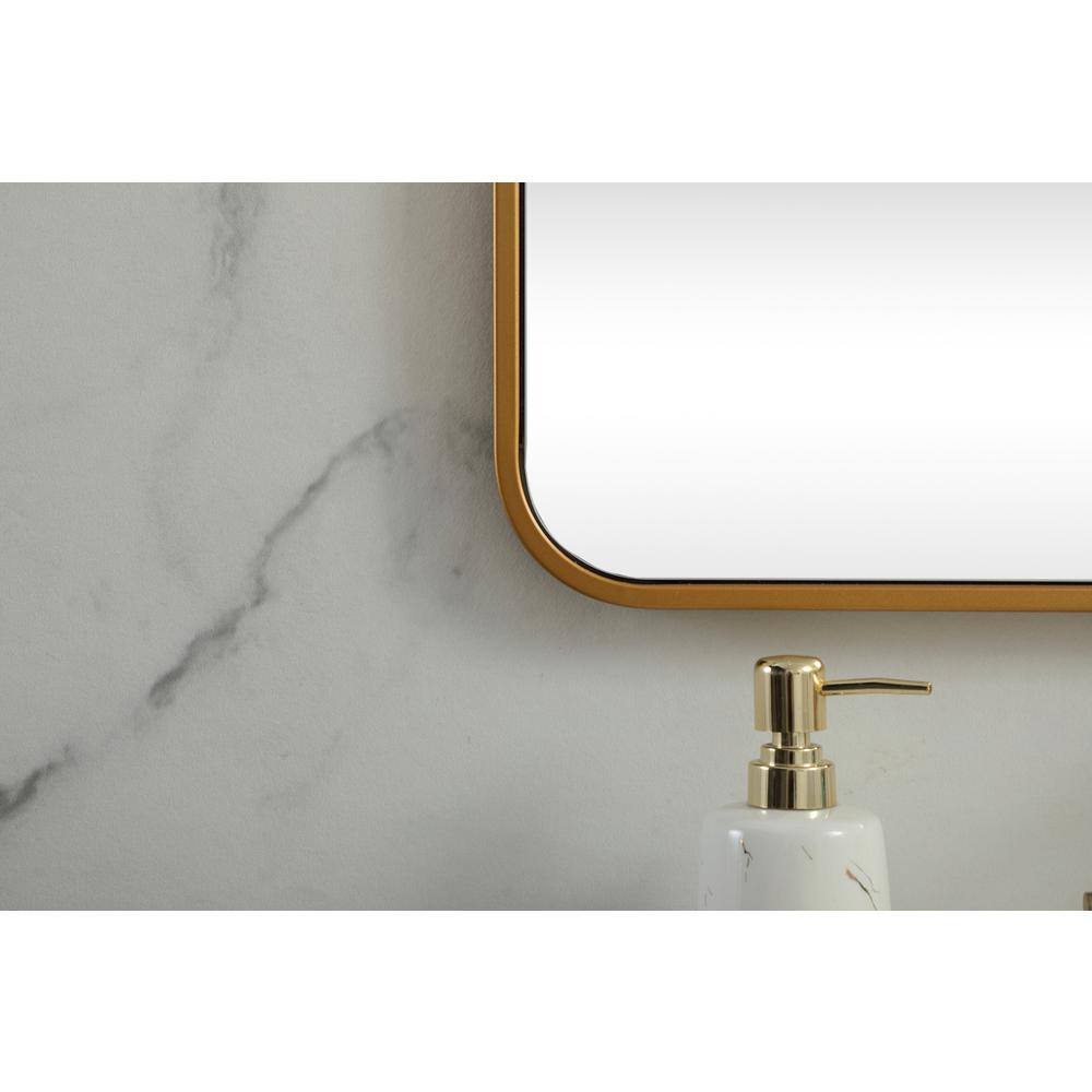 Alt View 1. Elegant Decor - Soft corner metal square mirror 30x30 inch in Brass - Brass.