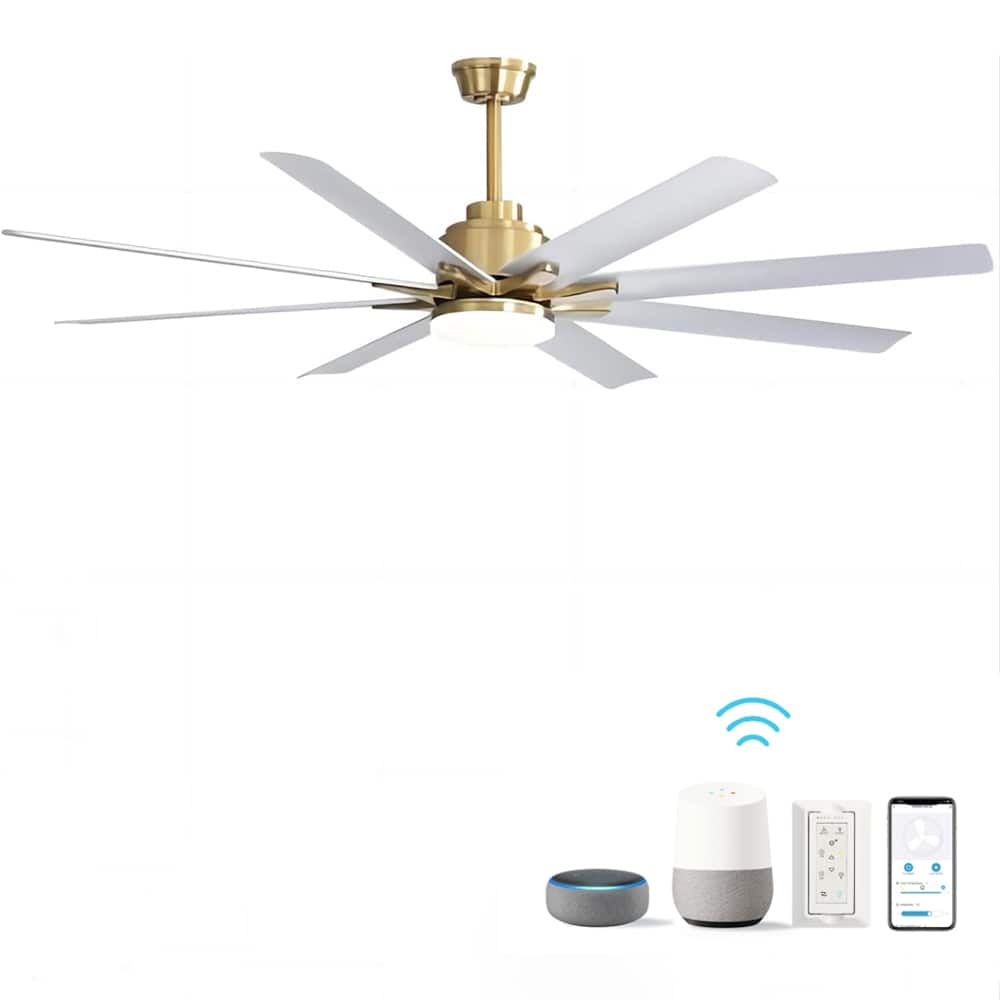 GOODSILO - 66 Inch Large Ceiling Fan with Dimmable LED Light & Remote, Reversible DC Motor - Gold