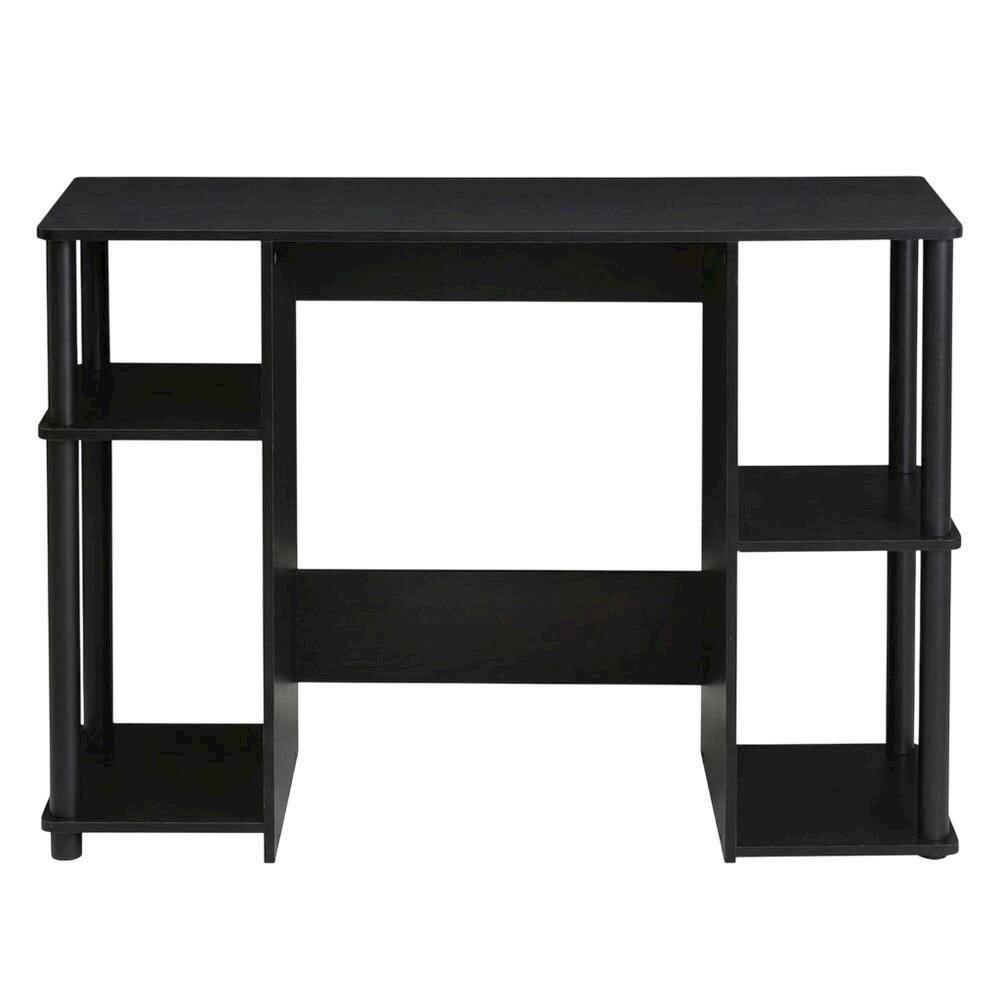 Back. BisonOffice - Black compact computer study desk with sturdy design and space-efficient layout - Black.