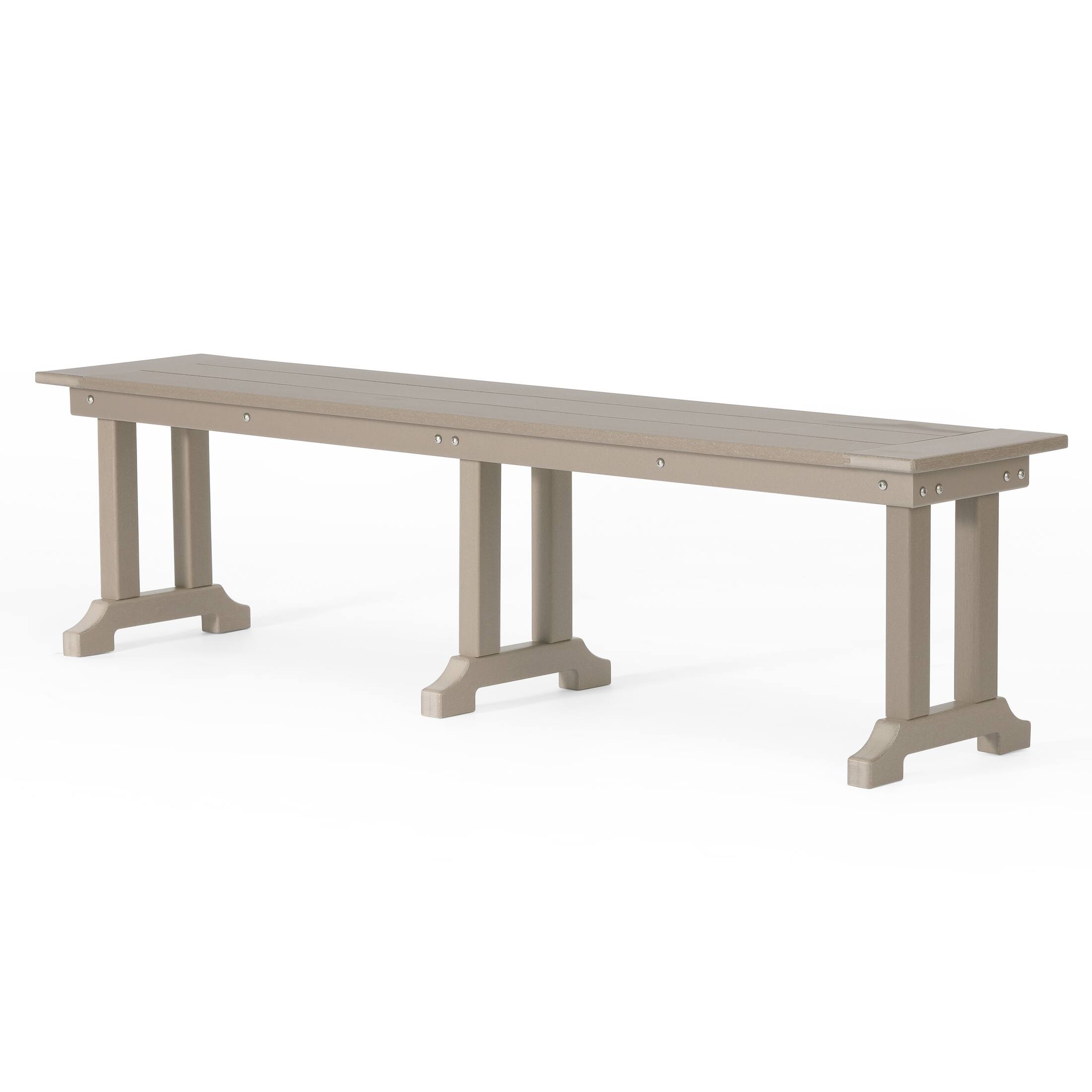 Back. WestinTrends - WestinTrends Malibu 65" Outdoor Patio Trestle Dining Bench - Weathered Wood.