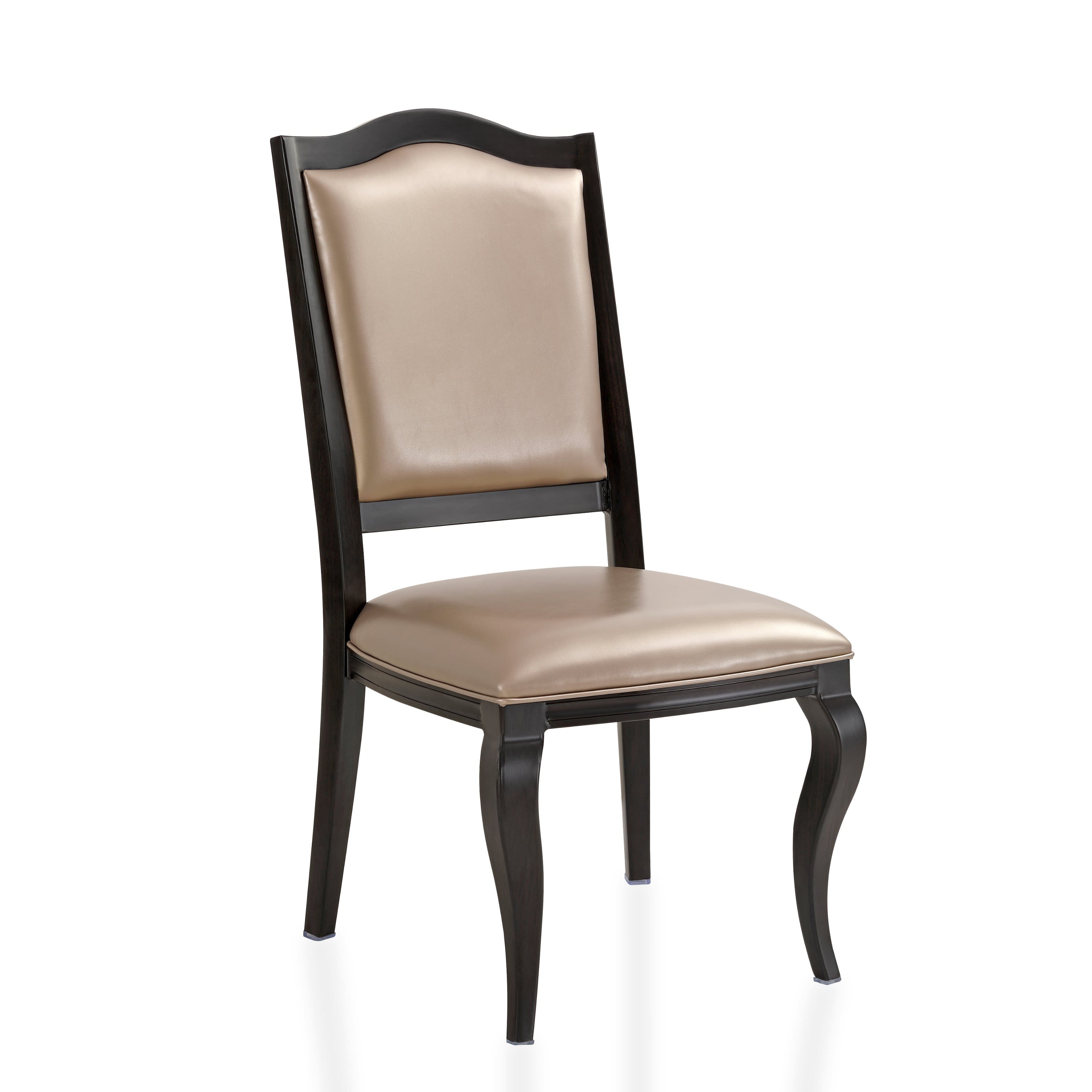 LeisureMod - Madera Arched High-Back Leather Dining Chair, Wood-Look Cabriole Aluminum Legs (Fully Assembled) - Champagne price history on PriceWatchPro