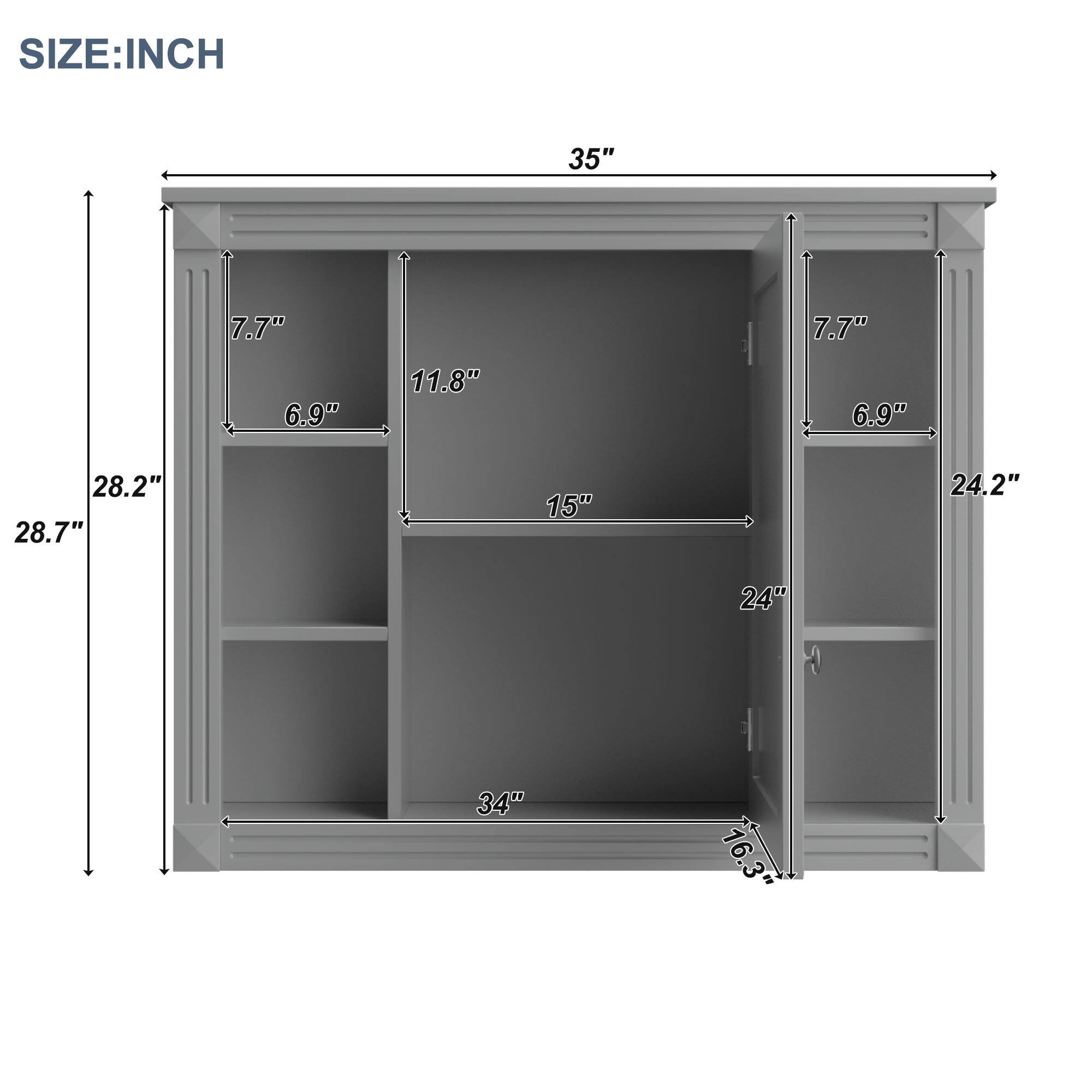 Alt View 1. SlickBlue - Wall-Mounted Medicine Cabinet with Mirror and Open Shelving Design - Grey.