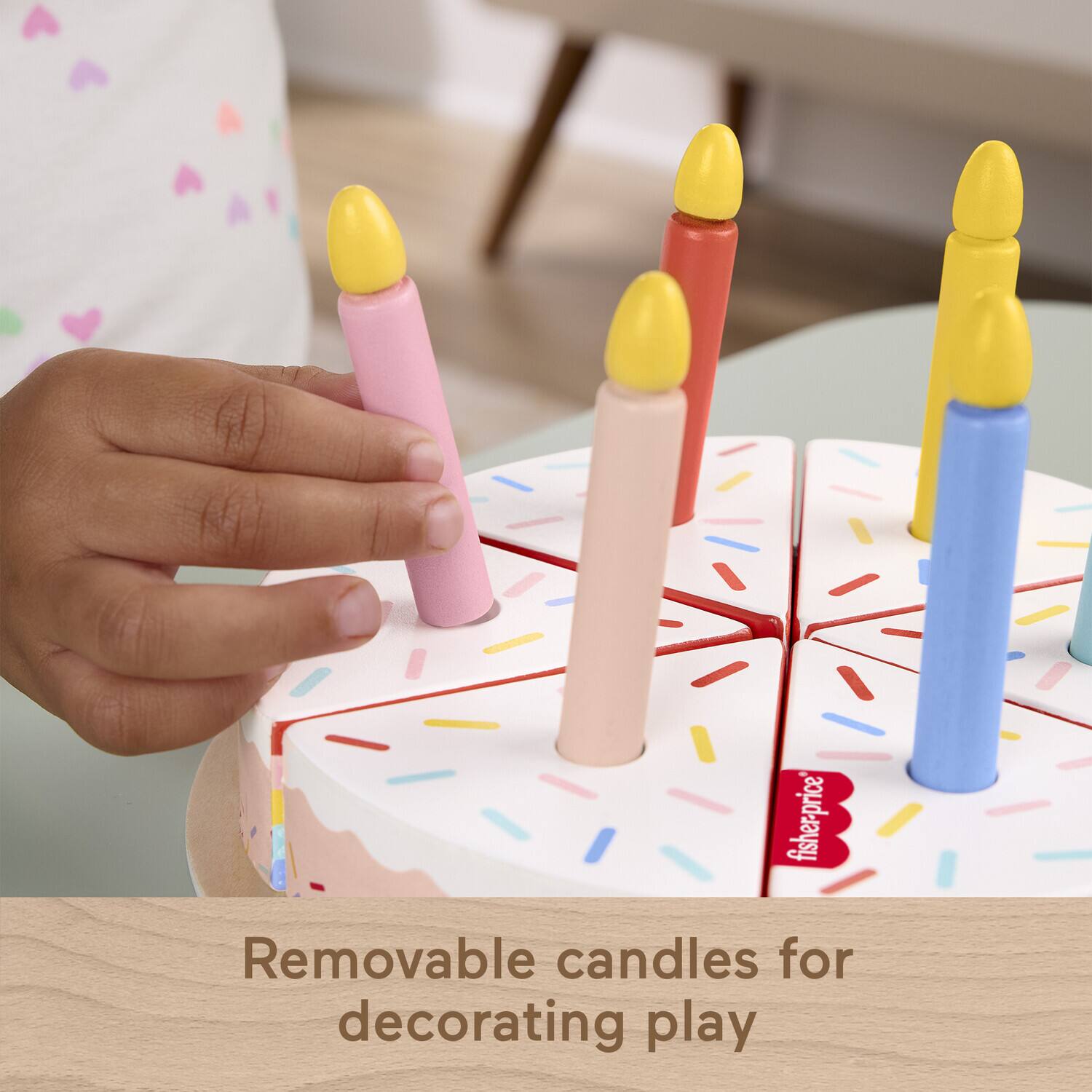 Removable candles for decorating play