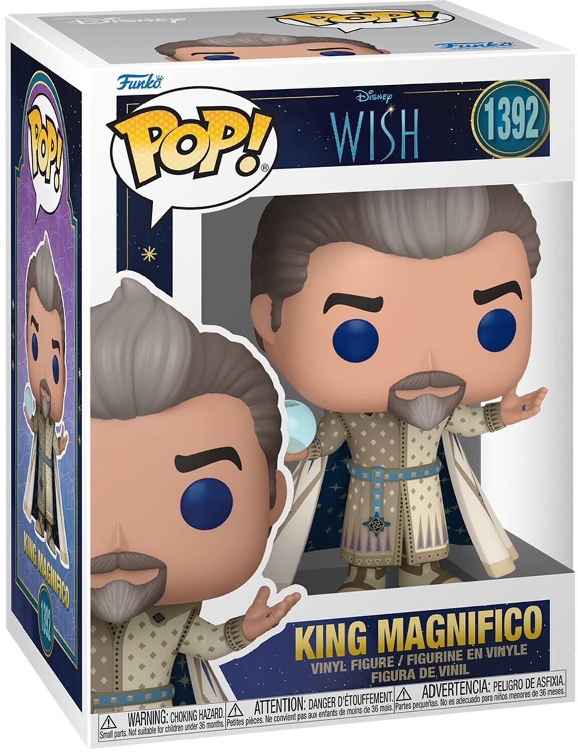 CCoeaty ROpy Take o Funko Disney M POP! WISH A 1392 KNG MASIRCO  KING MAGNIFICO FIGURINE EN VINYLE FIGURE / VINYL DE VIIL FIGURA DE ASFIXIA ADVERTENCIA: PELIGRO DE ASFIXIA. ATTENTION: DANGER D'ÉTOUFFEMENT. WARNING: CHOKING HAZARD. Partes pequeñas. No es adecuado para menores de 36 meses. Petites pièces. Ne convient pas aux enfants de moins de 36 mois. Small parts. Not suitable for children under 36 months.