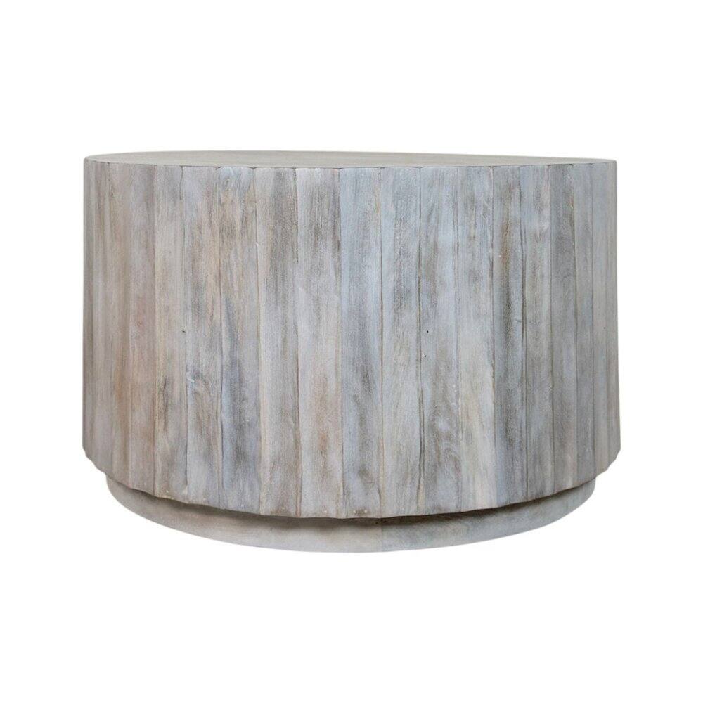Alt View 1. Carolina Chair & Table - Harrison 30" Scallop Side Round Top Coffee Table - Whitewash - White.