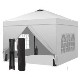 Ainfox - 10x10 Pop Up Canopy with Sidewalls Adjustable Outdoor Instant Canopy Tent with Carry Bag - White