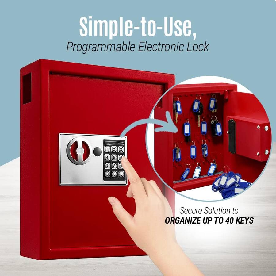 AdirOffice Steel Digital Key Cabinet, 40 Key Capacity with Programmable ...