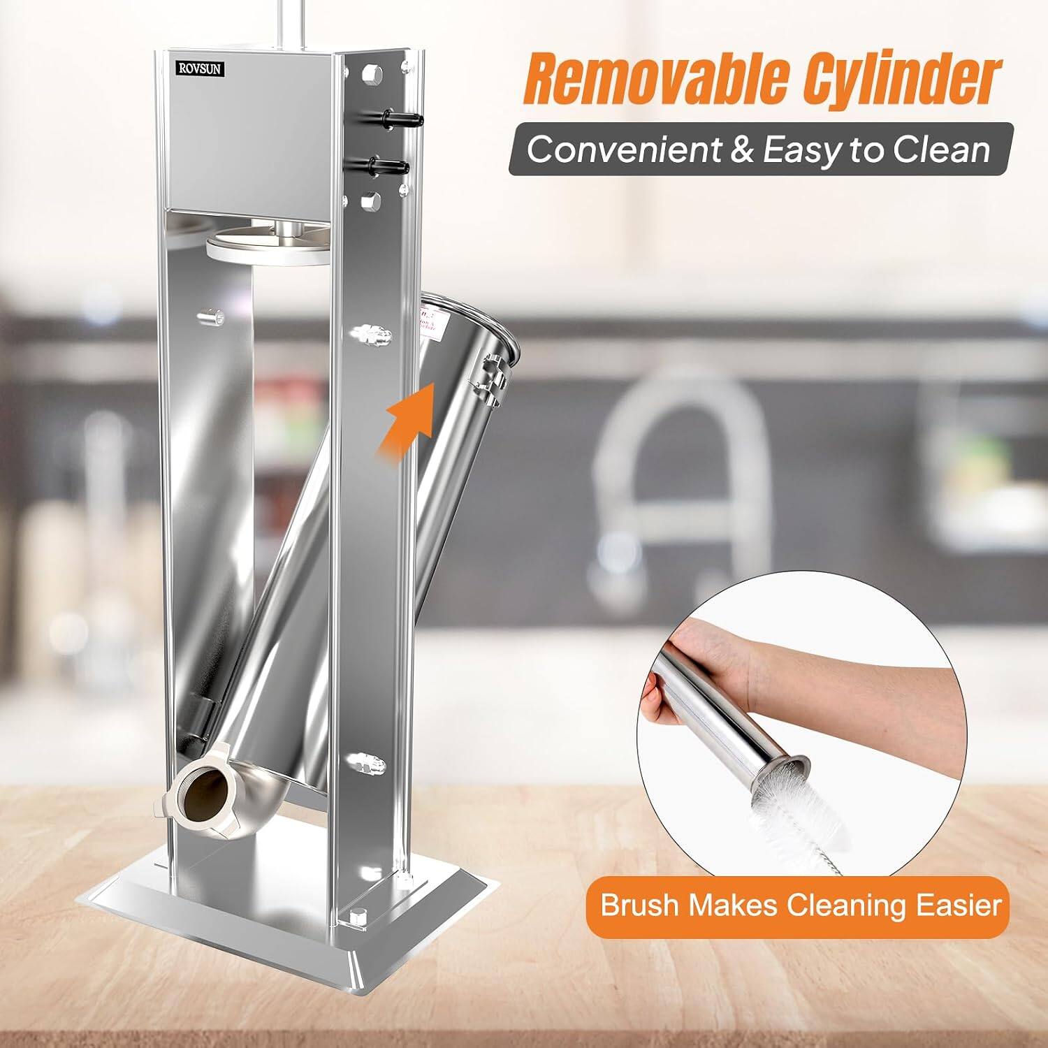 ROWSUN  
Removable Cylinder Convenient & Easy to Clean  
Brush Makes Cleaning Easier