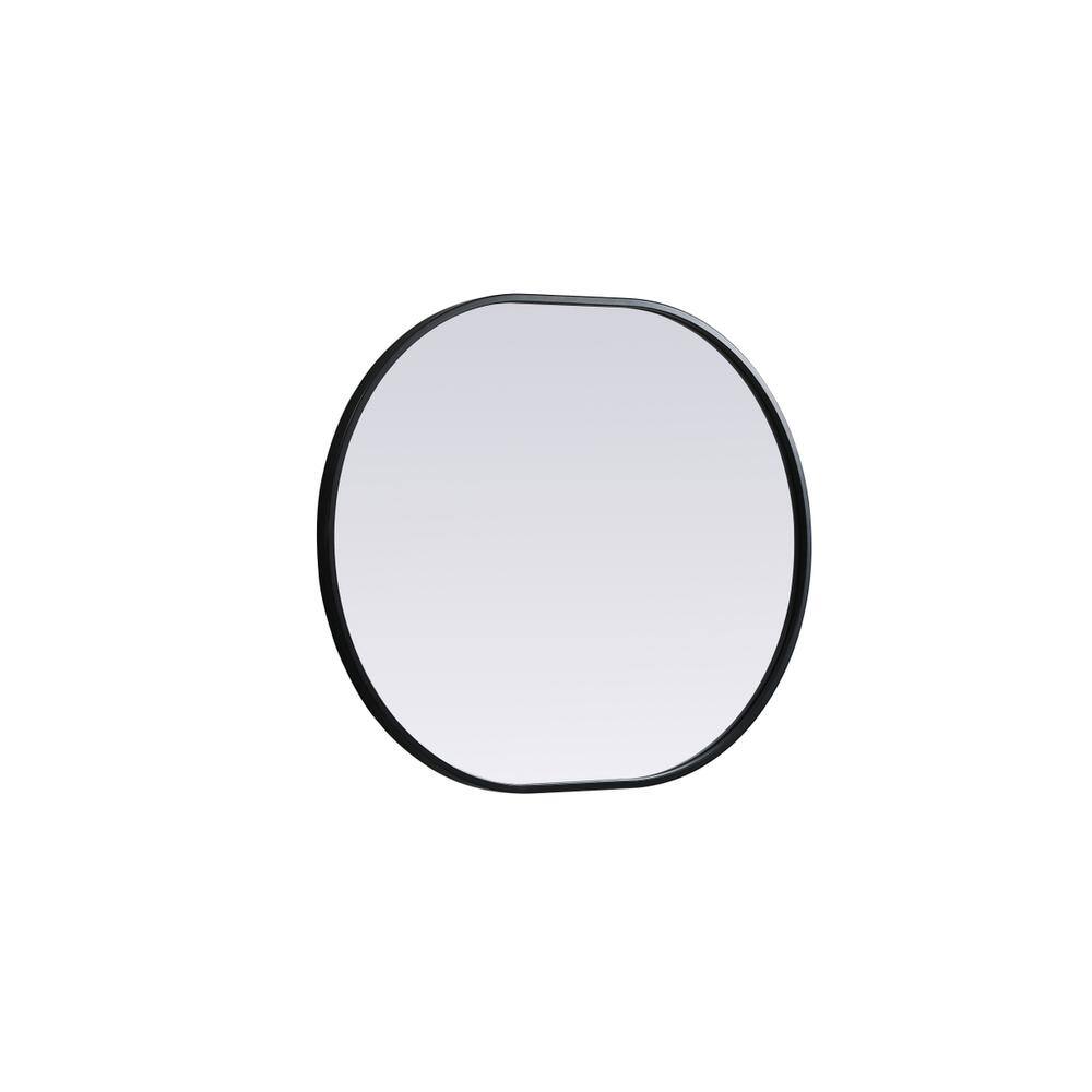 Left. Elegant Decor - Metal Frame Oval Mirror 24x30 Inch in Black - Black.