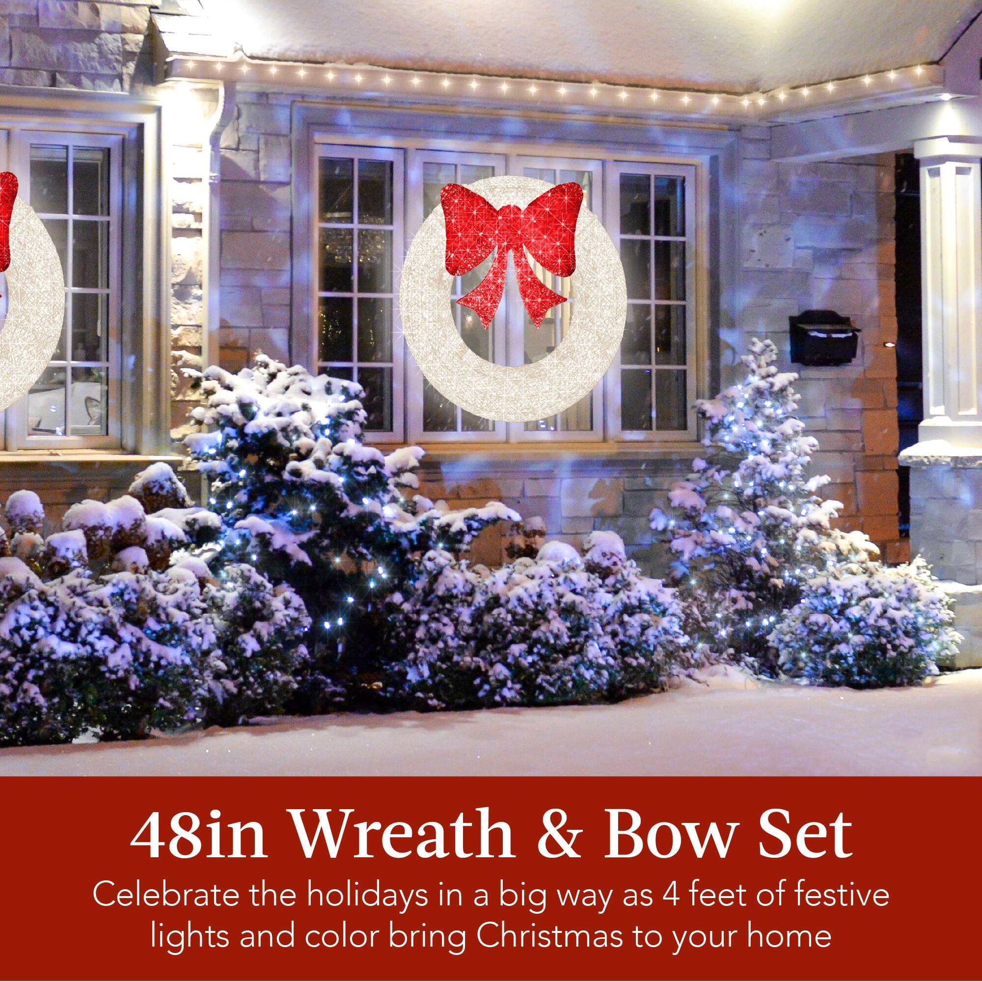 48in Wreath & Bow Set

Celebrate the holidays in a big way as 4 feet of festive lights and color bring Christmas to your home