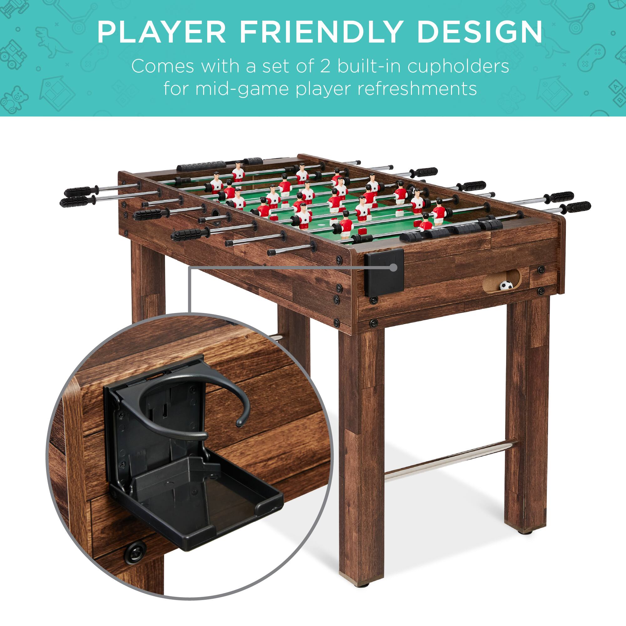 PLAYER FRIENDLY DESIGN

Comes with a set of 2 built-in cupholders for mid-game player refreshments.