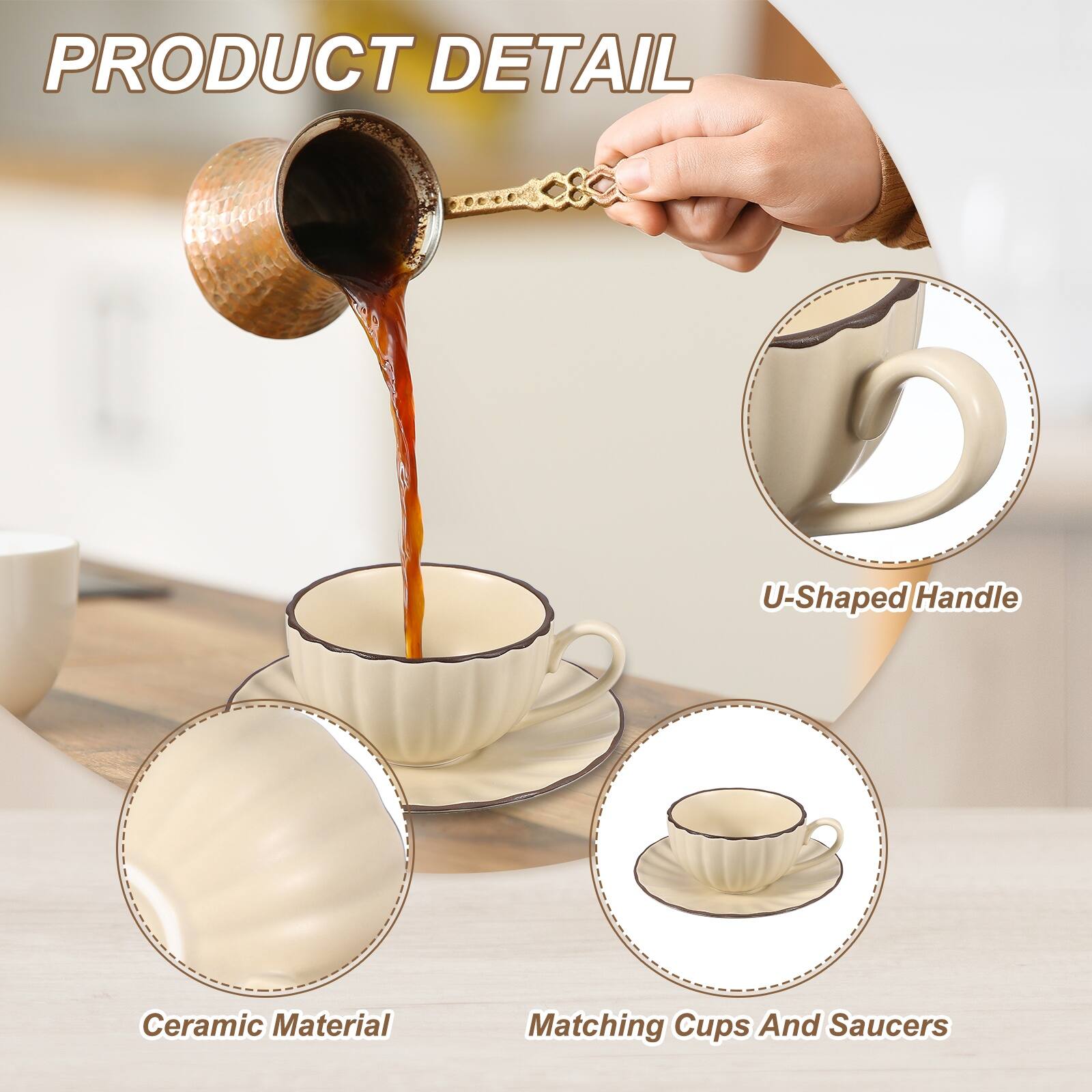 PRODUCT DETAIL

- U-Shaped Handle
- Ceramic Material
- Matching Cups And Saucers